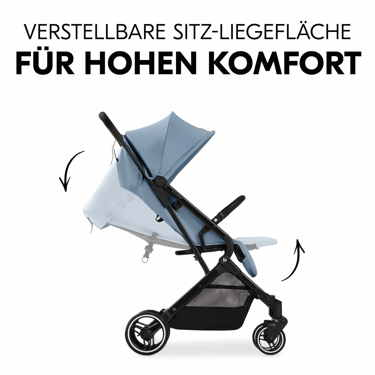 Hauck Wózek podróżny Travel N Care Plus z funkcją leżenia, tylko 7,2 kg, ochrona przed promieniowaniem UV 50+, obciążenie do 25 kg (22 kg dziecka + kosz 3 kg), mały składany (Dusty Blue)