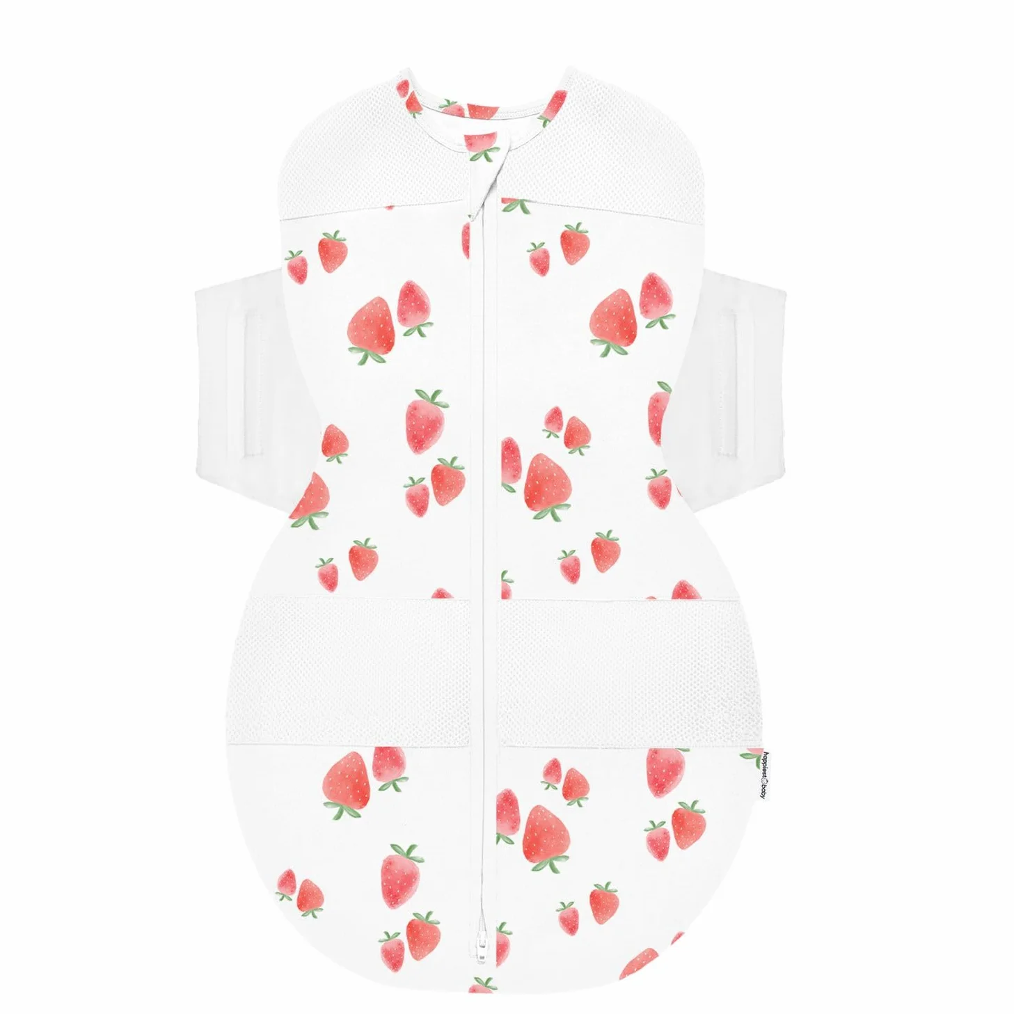 happiest baby Koc do owijania SNOO - 100% organiczna bawełna - wspomaga zdrowy rozwój bioder (truskawkowy wzór kości słoniowej, duży)
