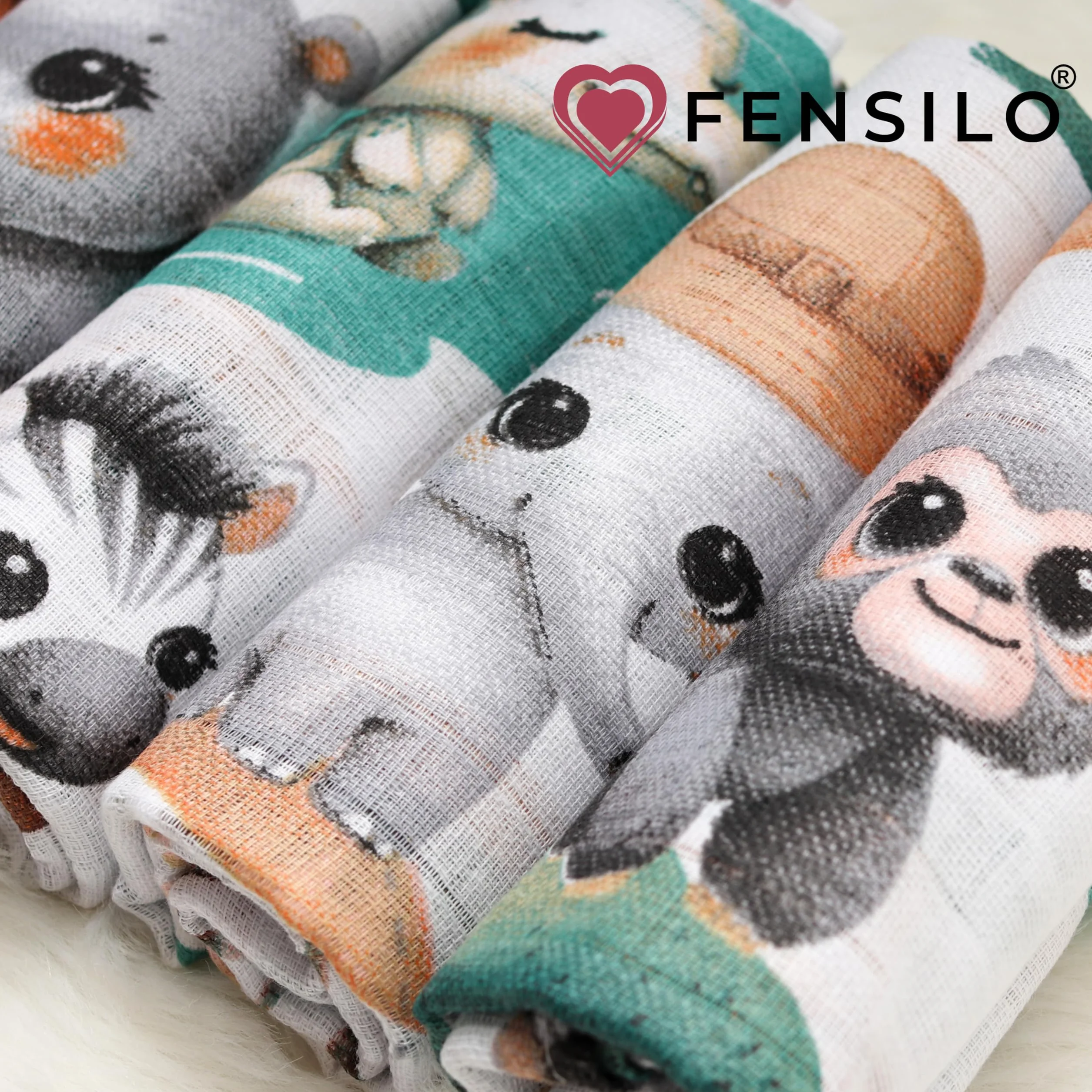 FENSILO Chusteczki muślinowe dla niemowląt | ściereczki do plucia | pieluchy z muślinu - 5 sztuk w opakowaniu 70 x 80 cm dla niemowląt i noworodków|chusteczki muślinowe dla chłopców i dziewczynek |