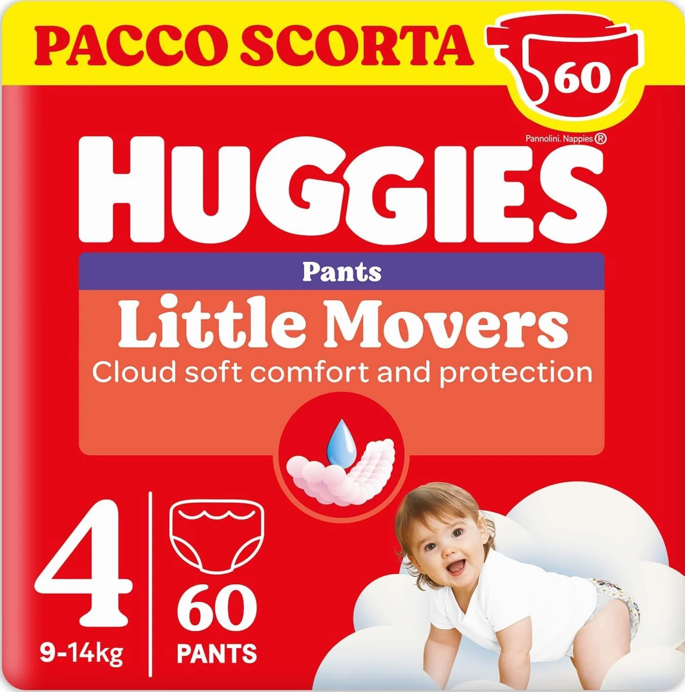 Huggies Ultra Comfort, Pieluchy Rozmiar 4 (9-14 kg), oddychające majtki, opakowanie zapasowe, 60 szt