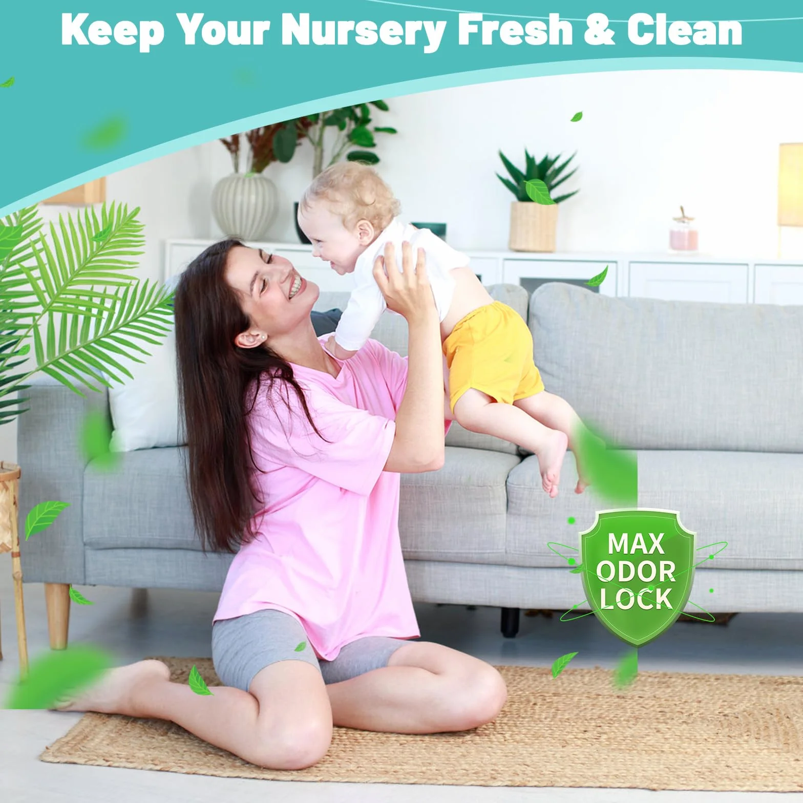 FLYISH DIRECT Wkłady do kosza na pieluchy, kontrola zapachu, 60 worków na pieluchy, worki na pieluchy kompatybilne z Diaper Genie Signature & Platinum, mieści do 2800 pieluszek