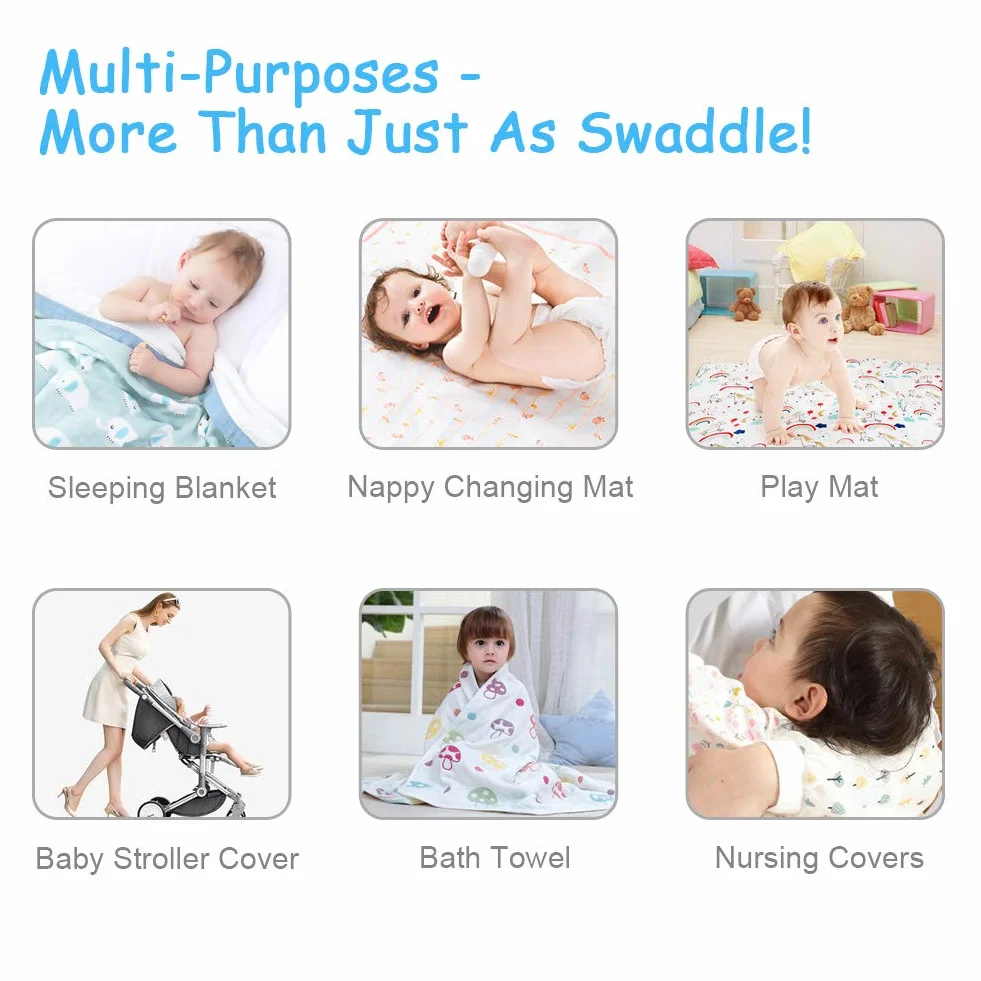 Swaddles Pucksack Baby 0-3 miesięcy, rozmiar 120 x 120 cm, miękki bambus, bawełna, muślin, kocyk dla niemowląt, koc, koc, chusta do przewijania, prezent pod prysznic dla noworodków