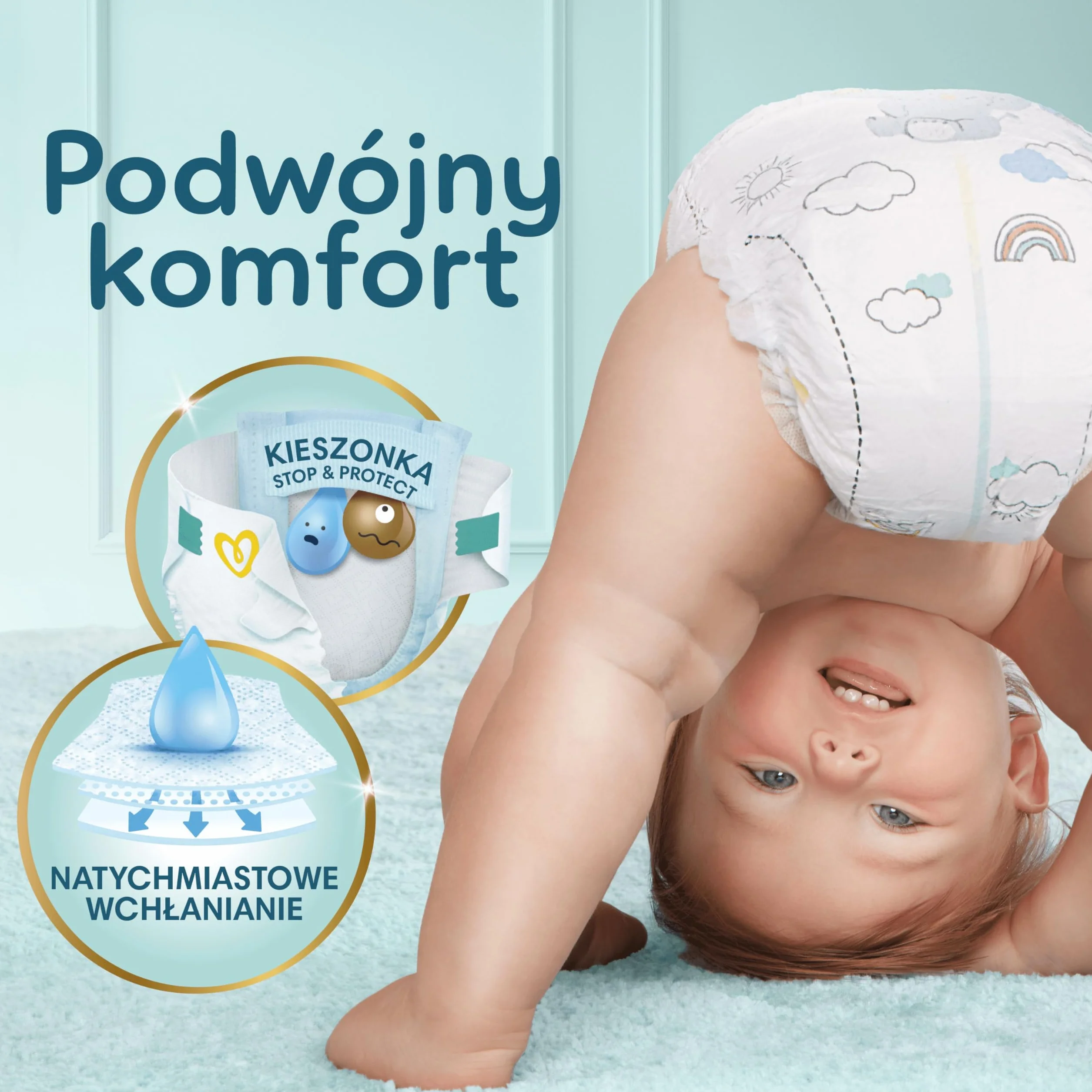 Pampers Premium Care rozmiar 1, 156 pieluszki, 2kg-5kg, podwójna ochrona: skóry i przed przeciekaniem