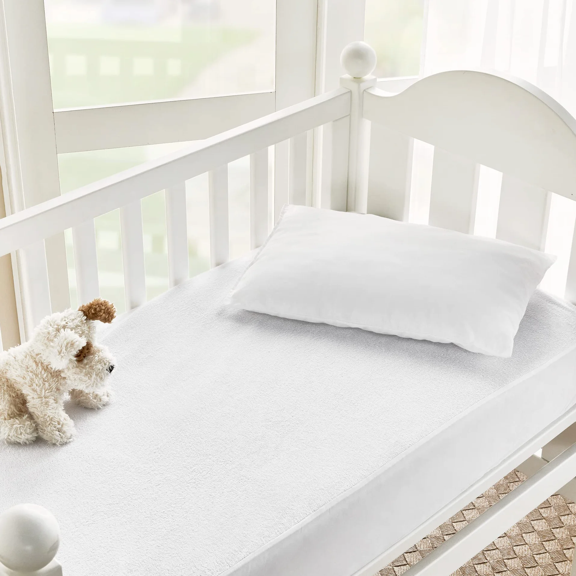 Pikolin Home - Wodoodporny ochraniacz na materac frotte i oddychający, chłonny, certyfikat Oeko-Tex, na łóżeczko dziecięce 70, wysokość do 32 cm, nakładka na materac 70 x 140 cm