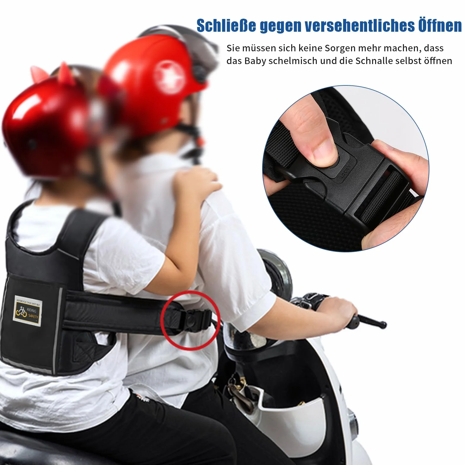 Dziecięcy pas bezpieczeństwa motocyklowego, regulowany pasek motocyklowy z uchwytami, odblaskowy materiał, ochrona przed upadkiem, odpowiedni dla dzieci w wieku od 2 do 12 lat