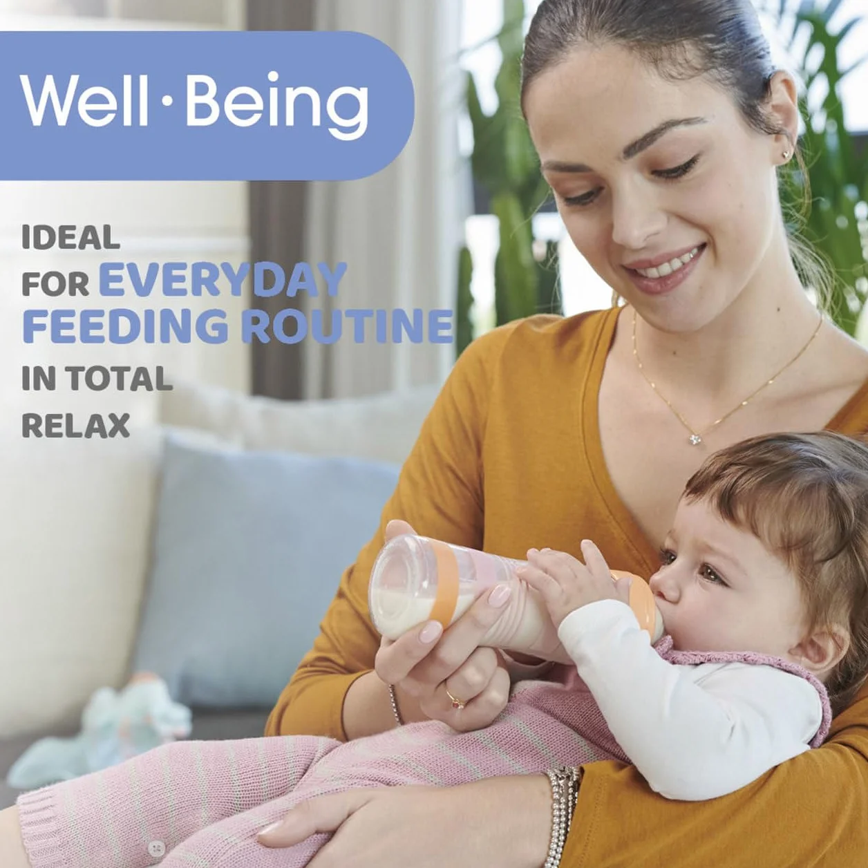 Chicco Butelka Well-Being Medium Flux, z przyssawką fizjoterapeutyczną z miękkiego silikonu i miękkim wykończeniem, antykoliczna, redukuje odbijanie i drażliwość, plastikowa butelka 250 ml, 2 miesiące