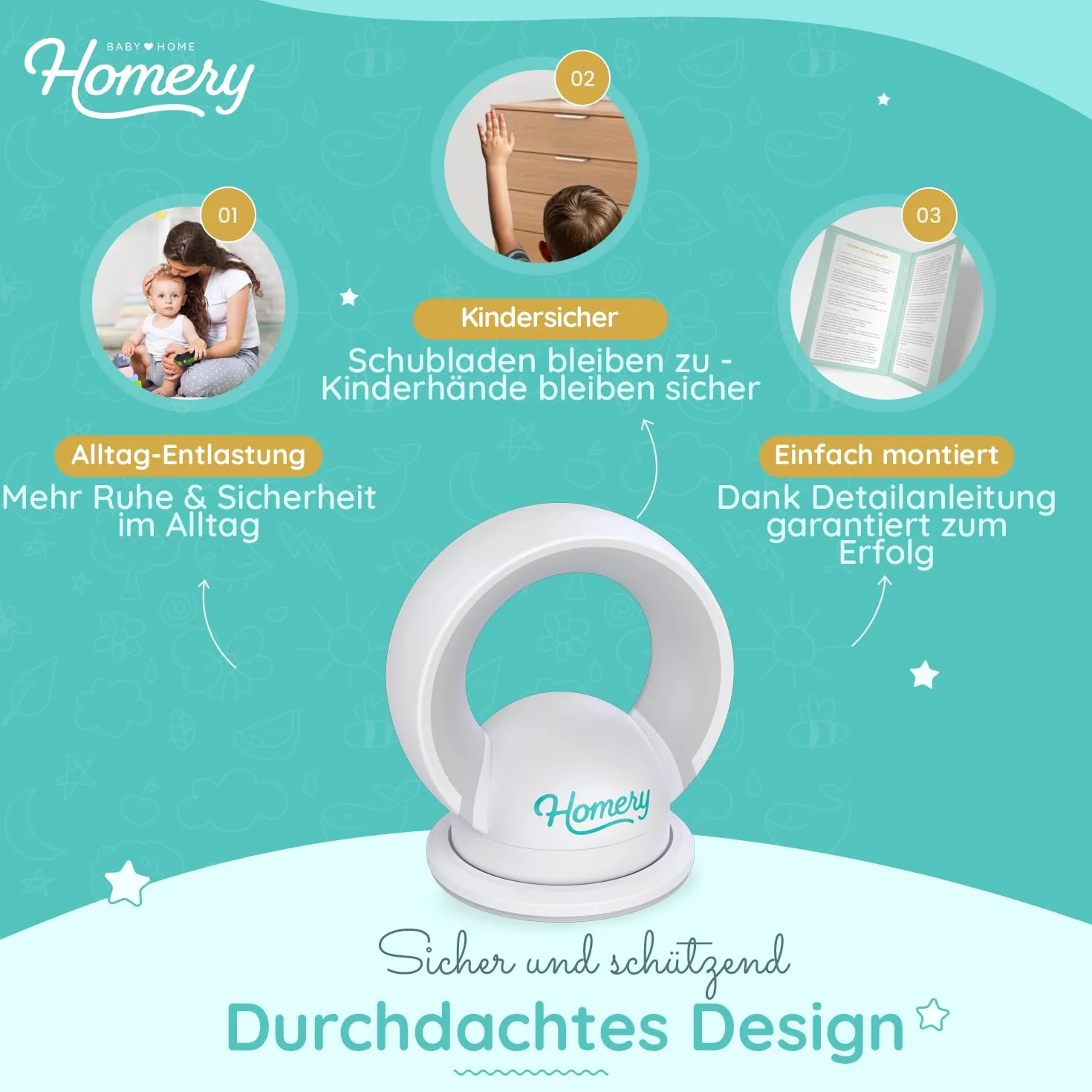 Homery Magnetyczne zabezpieczenie przed dziećmi [4 zamki, 1 klucz] – magnetyczne zabezpieczenie przed dziećmi, zabezpieczenie szuflady, magnetyczne zapięcie do szafy, niewidoczne, zabezpieczenie