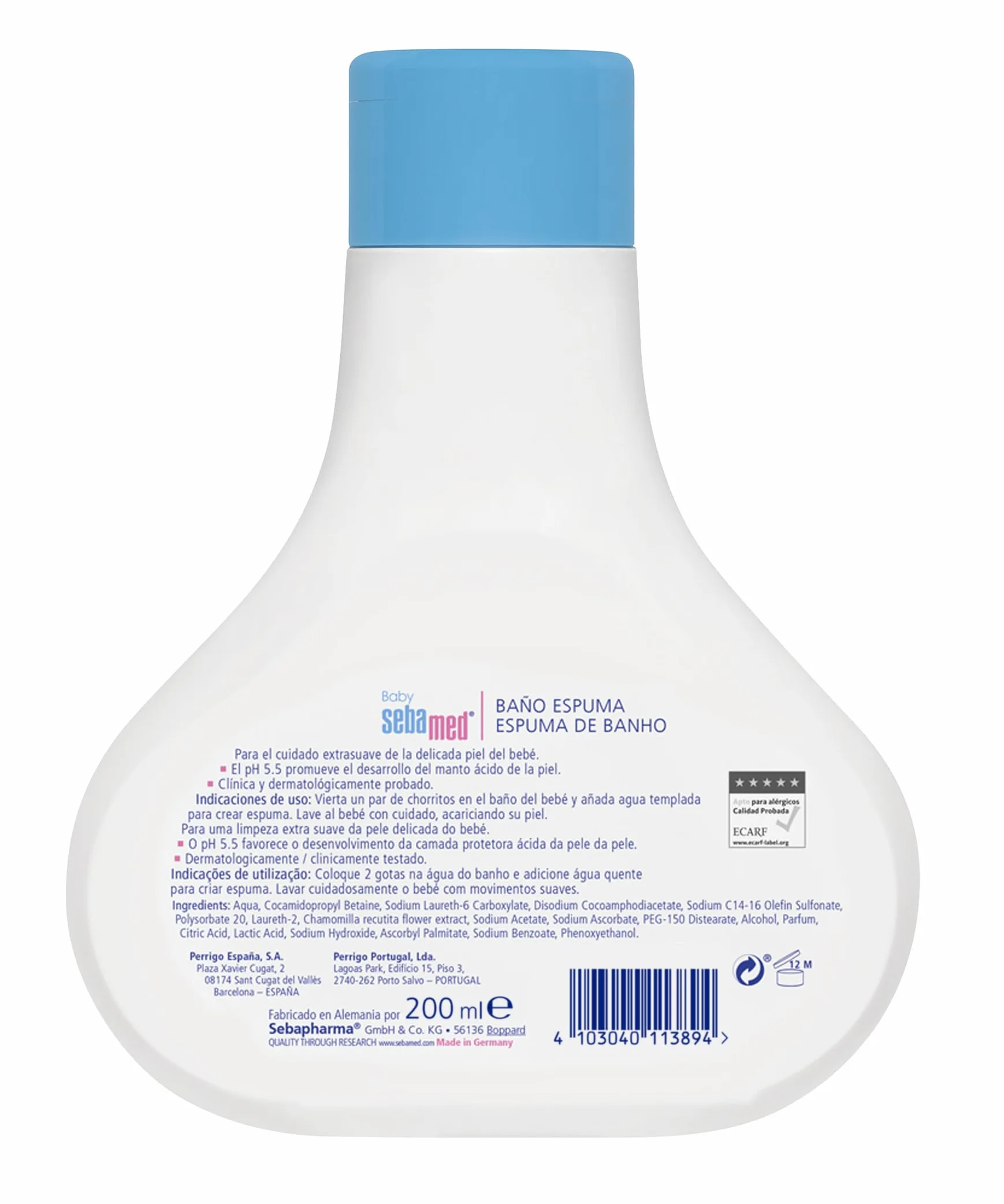 Sebamed Pianka do kąpieli dla niemowląt 200 ml - miękka pianka do kąpieli bez mydła dla wrażliwej i delikatnej skóry dziecka, odpowiednia do codziennego użytku
