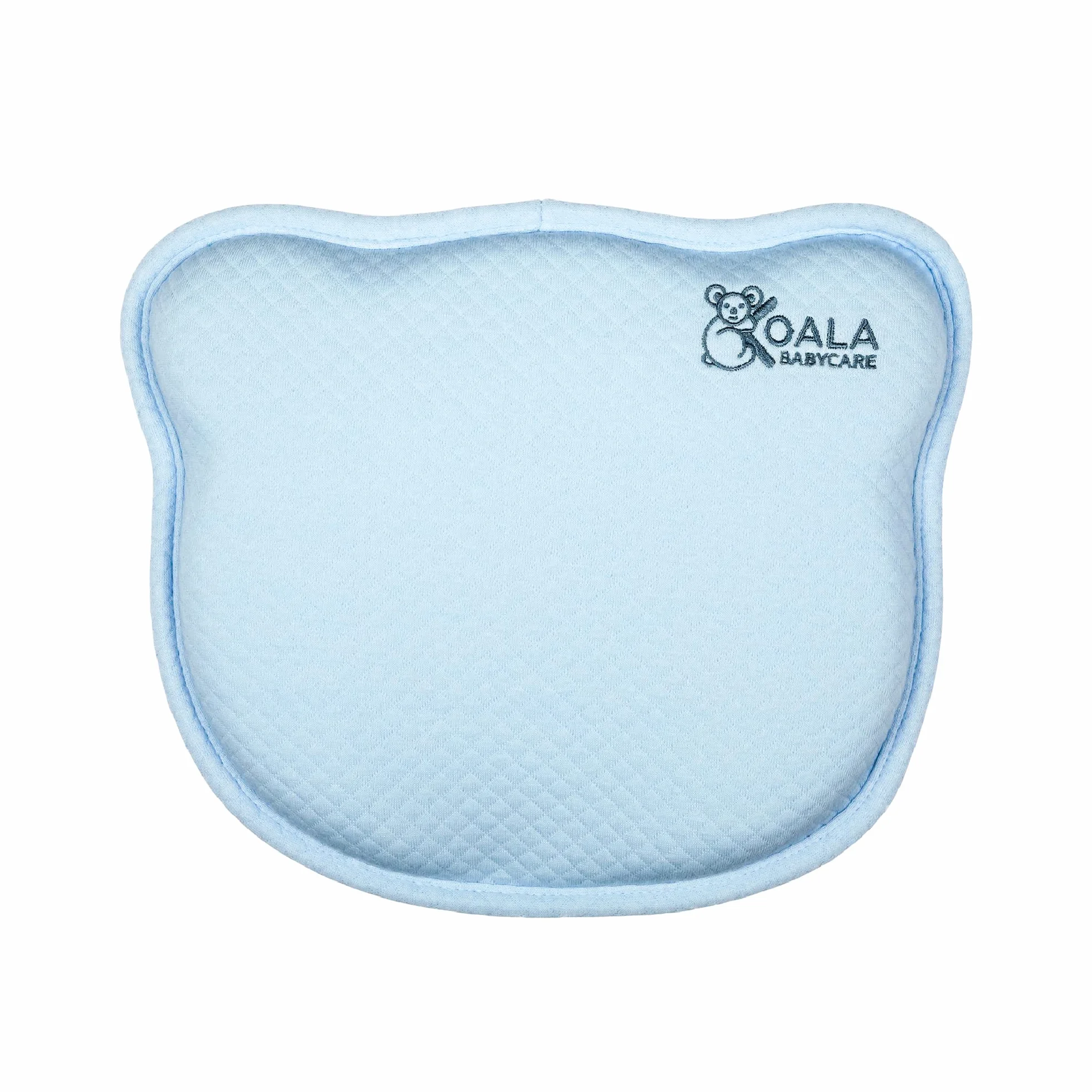 Plagiocephaly, poduszka dla niemowląt z dwoma zdejmowanymi poszewkami ,do zapobiegania i leczenia zespołu płaskiej głowy, w kształcie pianki z pamięcią kształtu, KoalaBabycare®, idealna głowa, niebieska