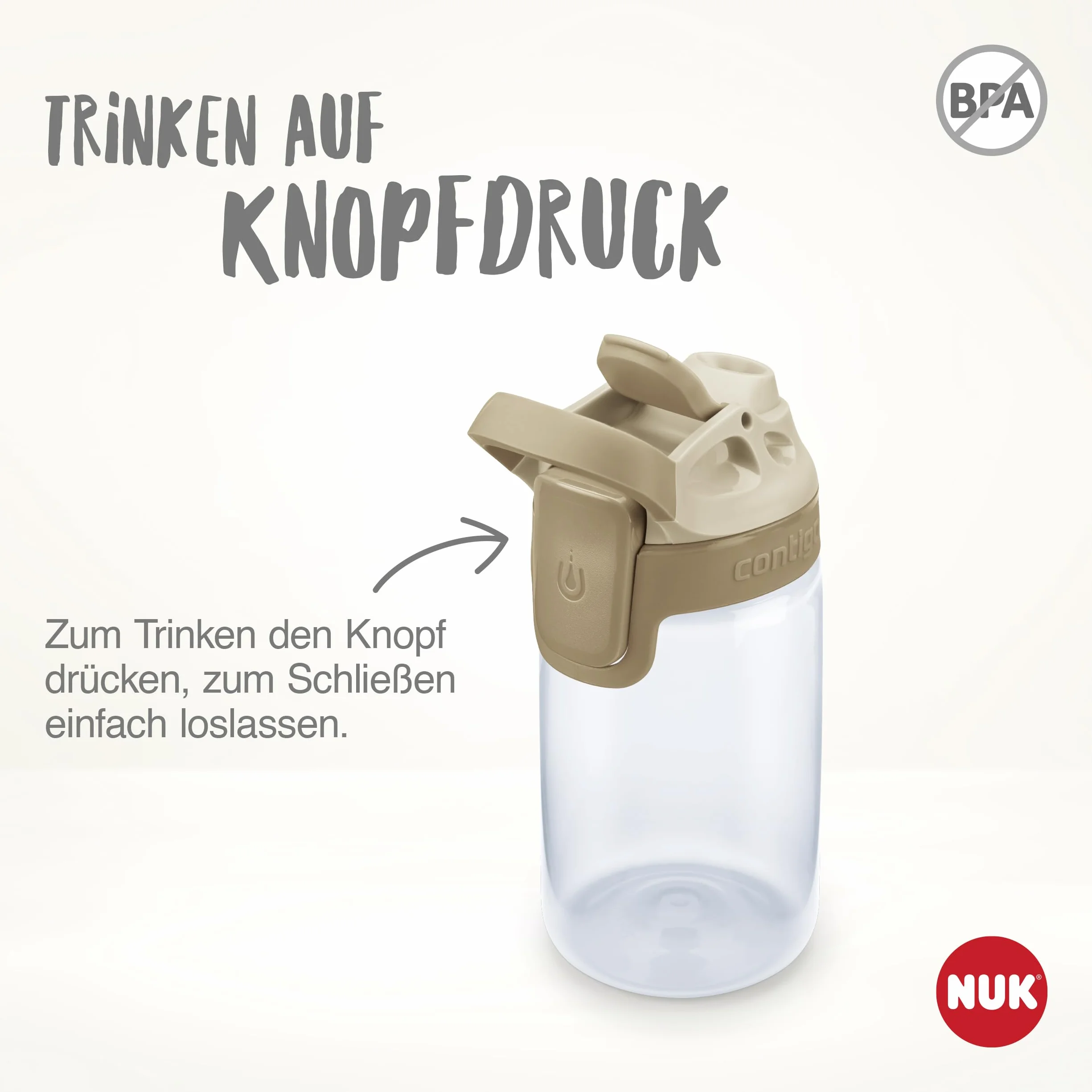 NUK By Contigo Easy Sip Cup butelka do picia dla dzieci (od 4 lat) | zabezpieczona przed wyciekiem | wyprodukowana z wytrzymałego tritanu | nie zawiera BPA | nadaje się do mycia w zmywarce | 420 ml |