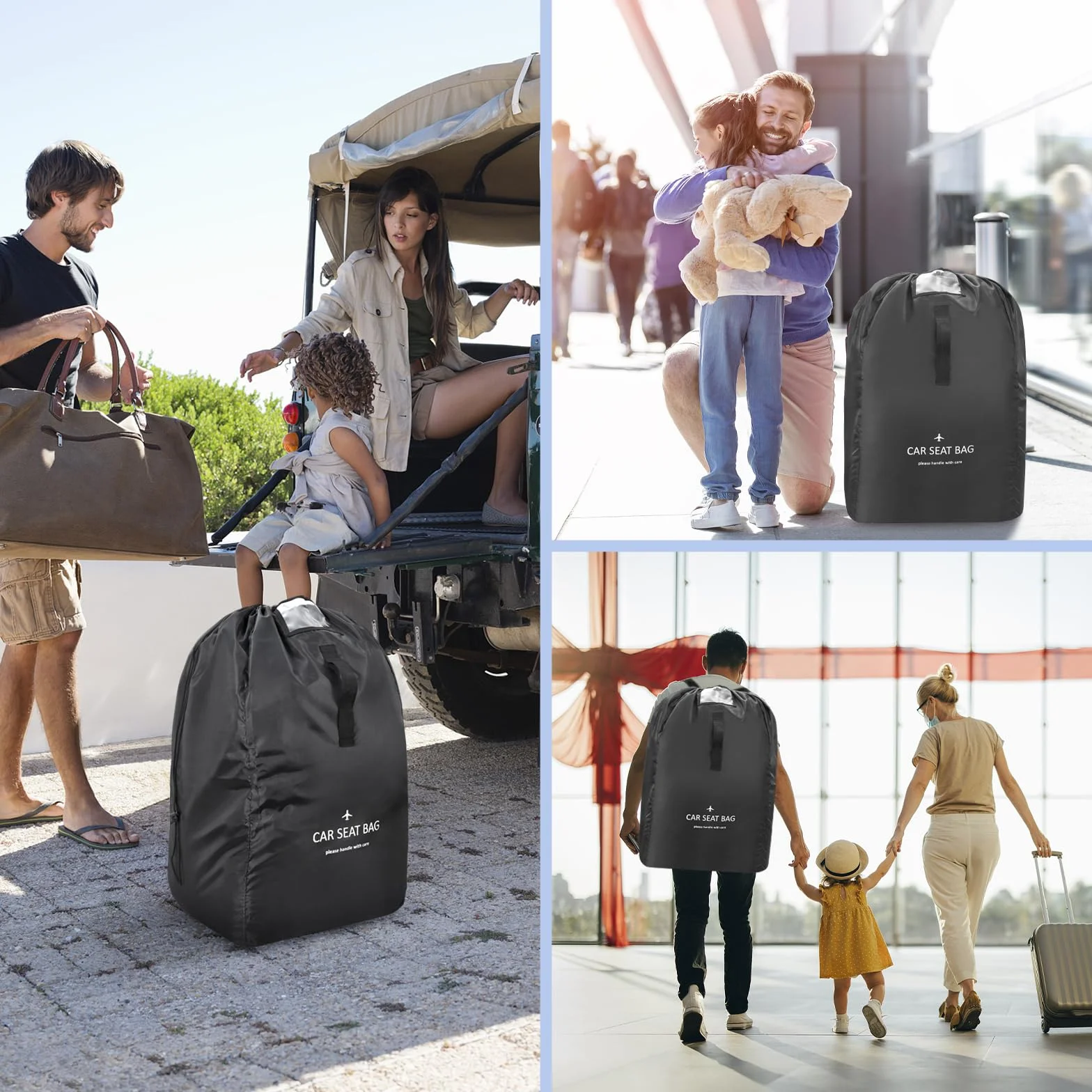 Torba podróżna na siedzenie samochodowe - YSSHUI idealna torba na kratkę do podróży samolotem, nylon, uniwersalny rozmiar, pasuje do większości foteli samochodowych, pasek na ramię w zestawie (czarny)