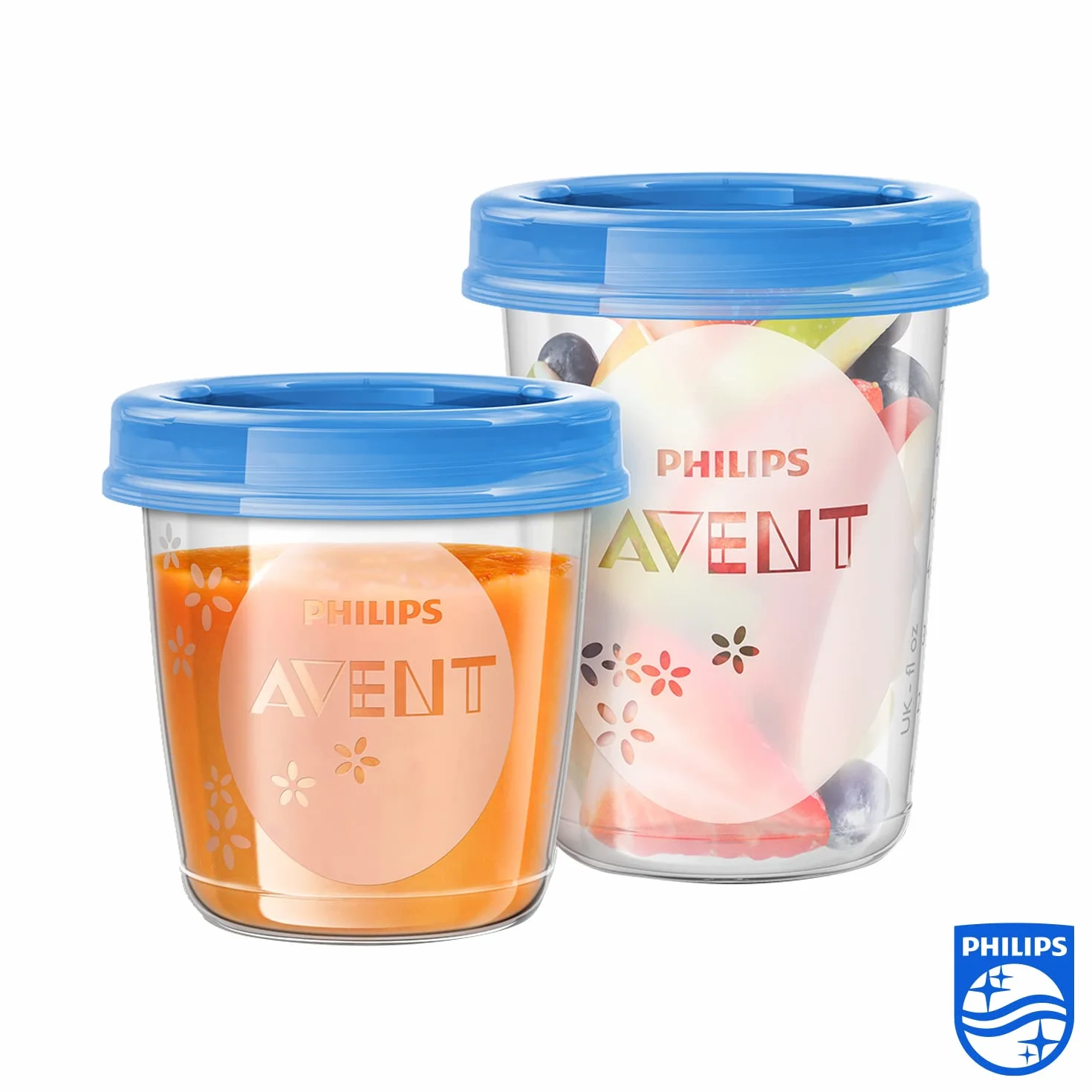Philips Avent SCF721/20 pojemnik do przechowywania żywności dla niemowląt, 20 sztuk (10 x 180 ml, 10 x 240 ml), z zakrętką