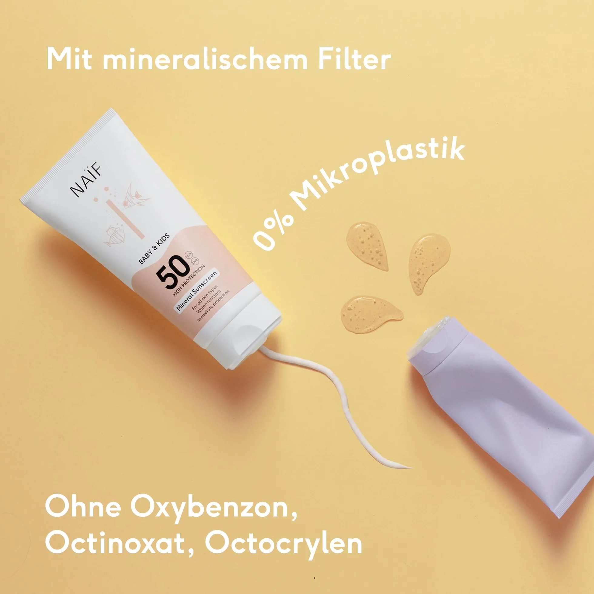 Naïf Spray przeciwsłoneczny na bazie mineralnej – dla niemowląt i dzieci – LSF 50 – spray bez oktokrylenu – ochrona UVA i UVB – odporny na działanie wody – testowany dermatologicznie – bez