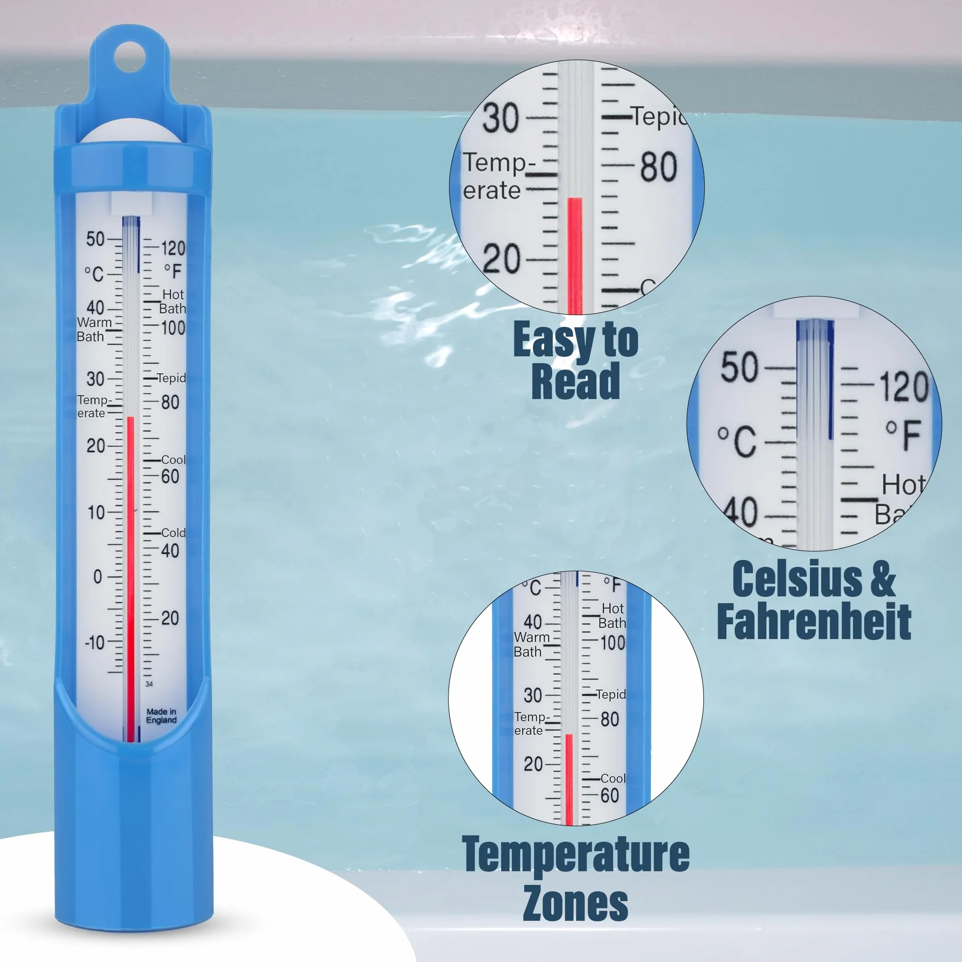 Termometr do kąpieli, 230 mm, do sprawdzania temperatury wody dla niemowląt i dużych dzieci