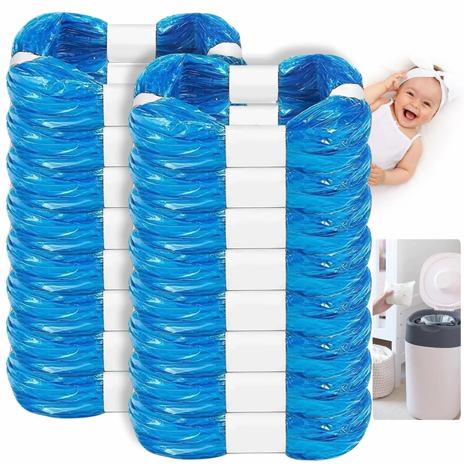 16 Sztuk Kaset Uzupełniających do Wiaderek na Pieluchy, Wiaderek Foliowych Kompatybilnych z Tommee Tippee, Angelcare, Wiaderek Ośmiokątnych, LitterLocker