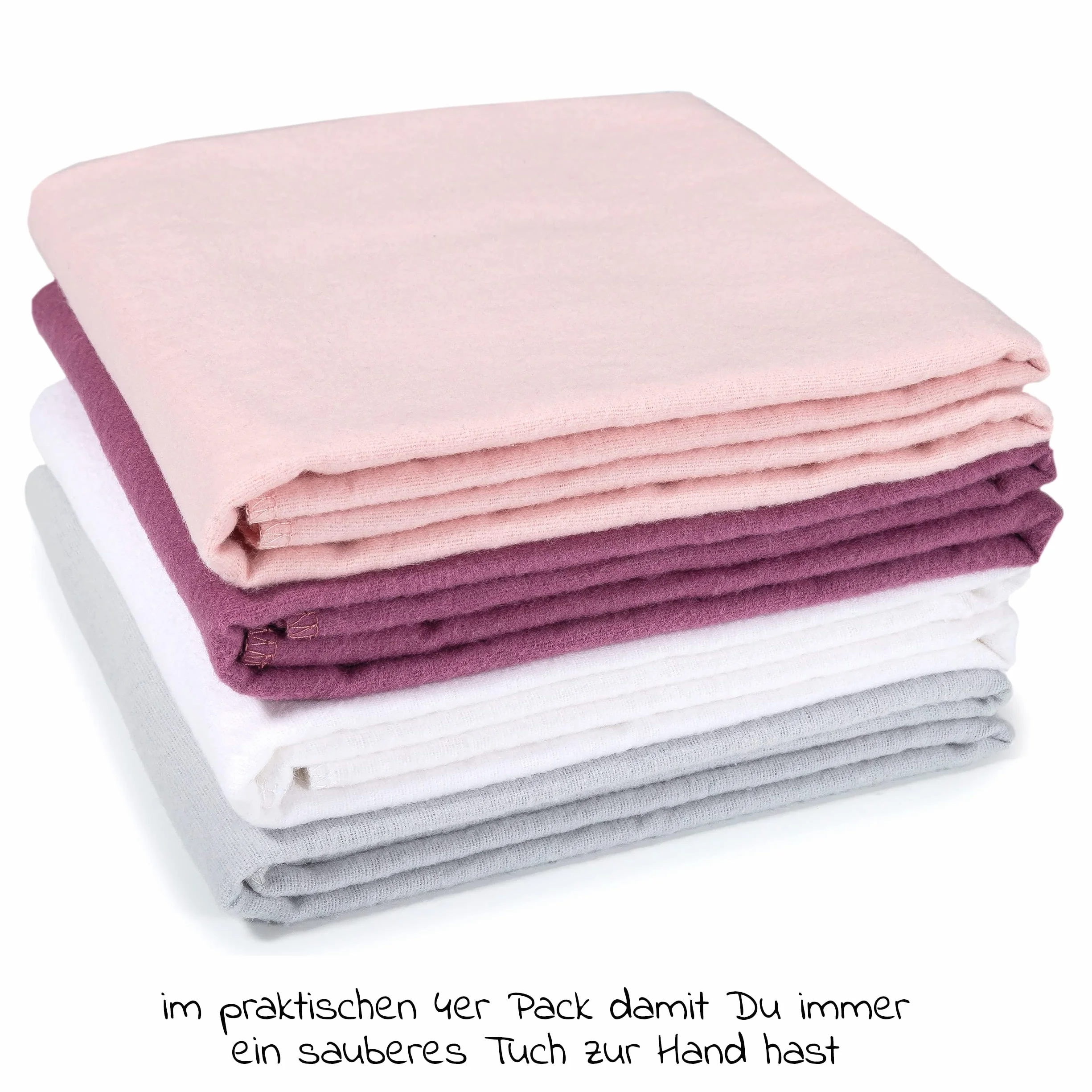 MAKIAN Zestaw ręczników molton, 4 x pieluchy materiałowe 80 x 80 cm – 4 sztuki chusteczek do śliniania dla niemowląt, miękkie, chłonne pieluchy flanelowe ze 100% bawełny, sprawdzone pod kątem Öko-Tex®