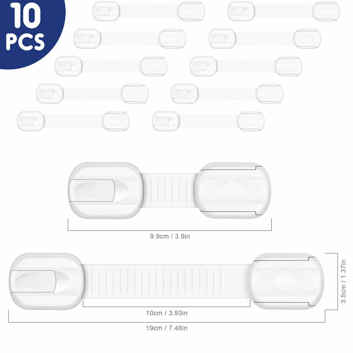 10 sztuk zabezpieczenia przed dziećmi do szafy i szuflad, zabezpieczenie szuflady dla niemowląt i dzieci, na drzwi, szafki, lodówki, zamek do szafy z klejem 3M, bez wiercenia, kolor biały