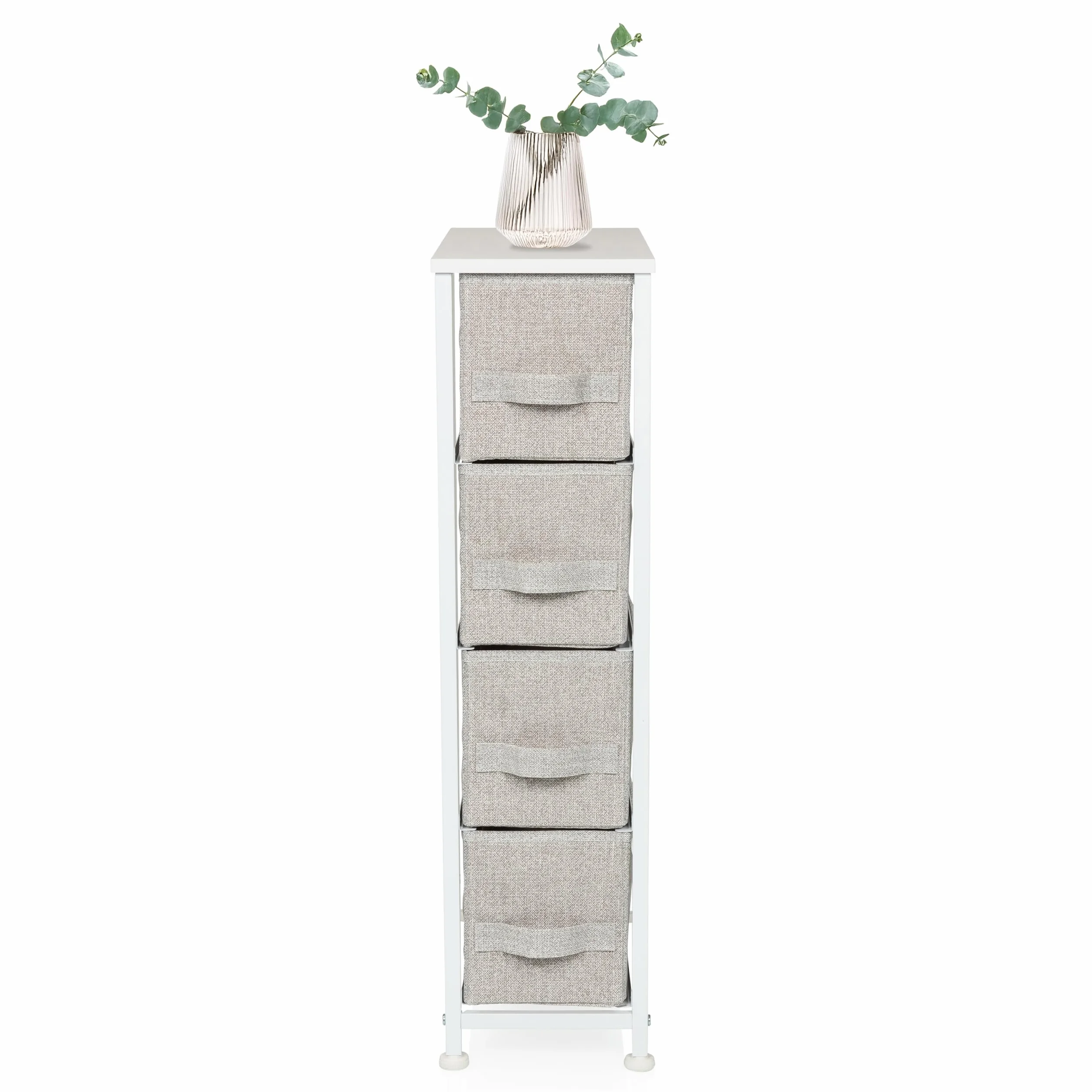 Komoda z 4 Materiałowymi Szufladami Foldress S 20 x 48 x 76 cm Komoda z Szufladami Organizer, Regulowane Stopki, Metalowa Konstrukcja, Szary