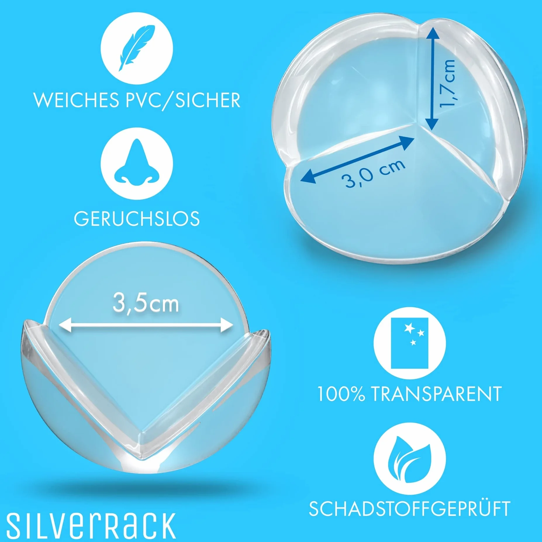 SilverRack® nakładki narożne i krawędziowe dla niemowląt, przezroczyste [10 sztuk] - ochrona krawędzi mebli jako doskonała ochrona przed uderzeniami dla niemowląt i dzieci - zabezpieczenie mebli dla