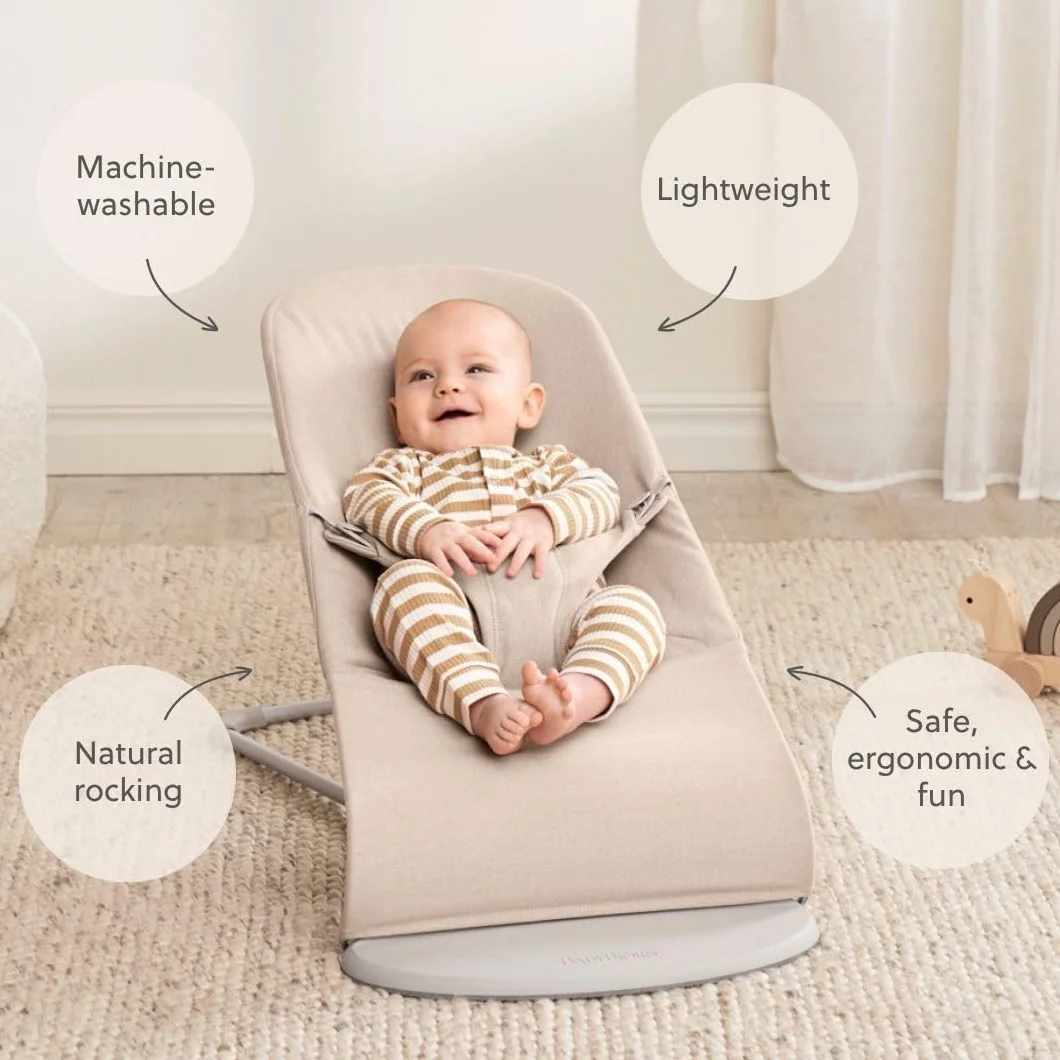 BabyBjörn Bouncer Bliss, tkany melanż, jasnobeżowy