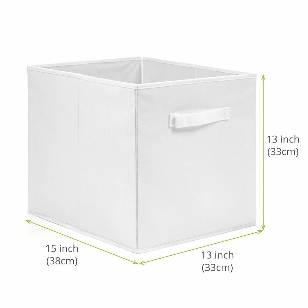 EZOWare Cube do przechowywania, pudełka do przechowywania, kwadratowe, składane, przechowywanie szuflad, opakowanie 4 sztuk, do prania, zabawek, odzieży, płyt DVD itp. - białe (33 x 37 x33 cm)