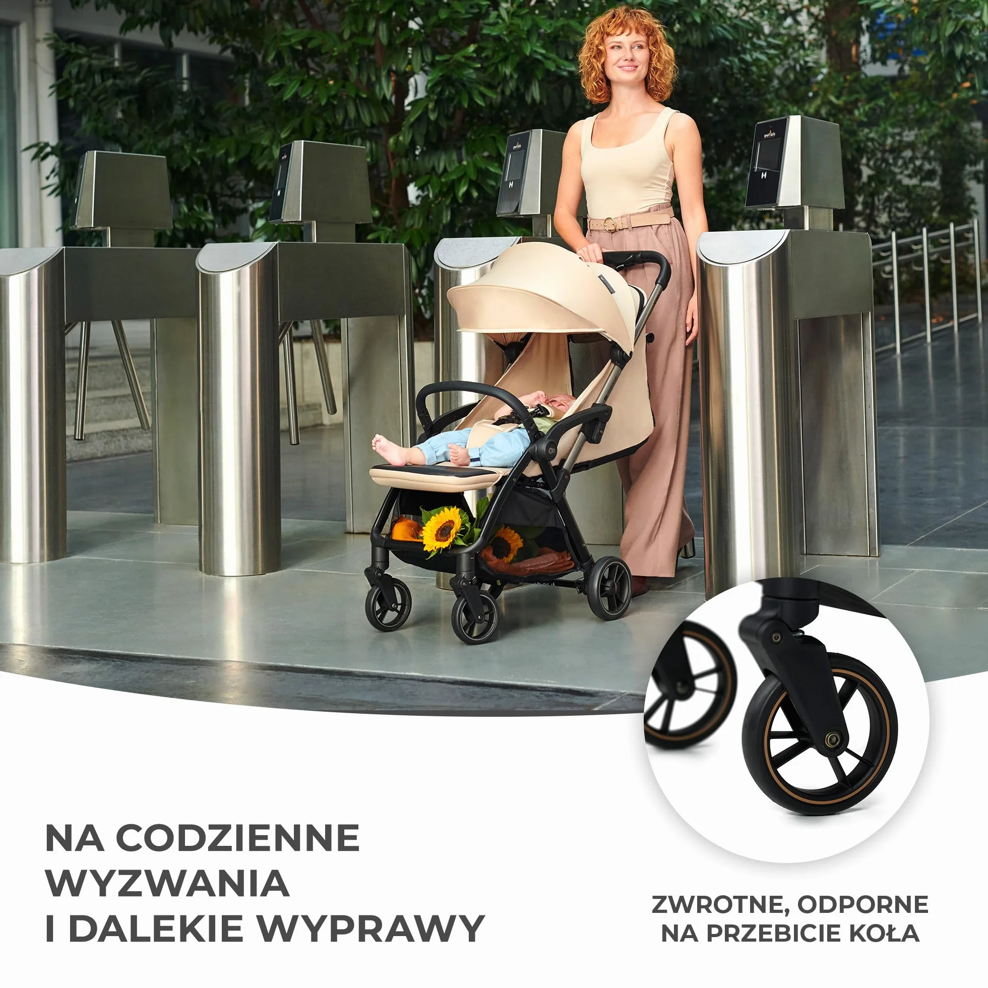 Kinderkraft APINO Lekka Spacerówka, Wózek dziecięcy, Idealny na podróż, AUTO FOLDING, Składany, Kompaktowy, Lekki, Tylko 7,5kg, Wodoodporna budka, Regulacja oparcia, obciążenie do 24kg, Beżowy