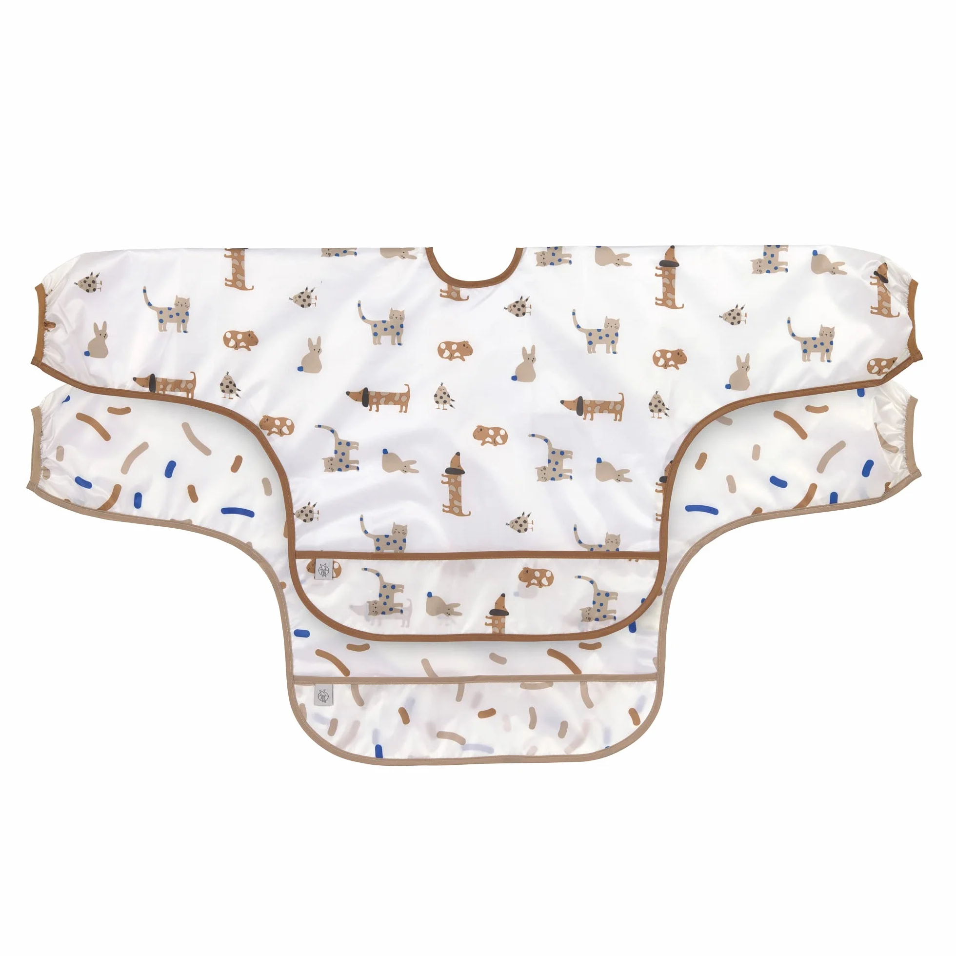 LÄSSIG Zestaw śliniaków z długim rękawem dla niemowląt, 2 sztuki do zawiązania/długi rękaw Bib Little Mateys Royal Blue
