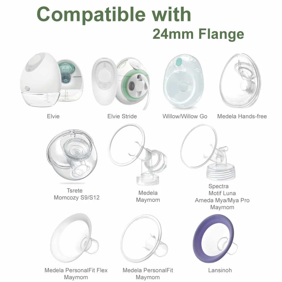 Maymom wkładki do lejków 15 i 17 mm kompatybilne z Elvie Single/Double Electric oraz kubkami wearable 24 mm Elvie Stride; non original