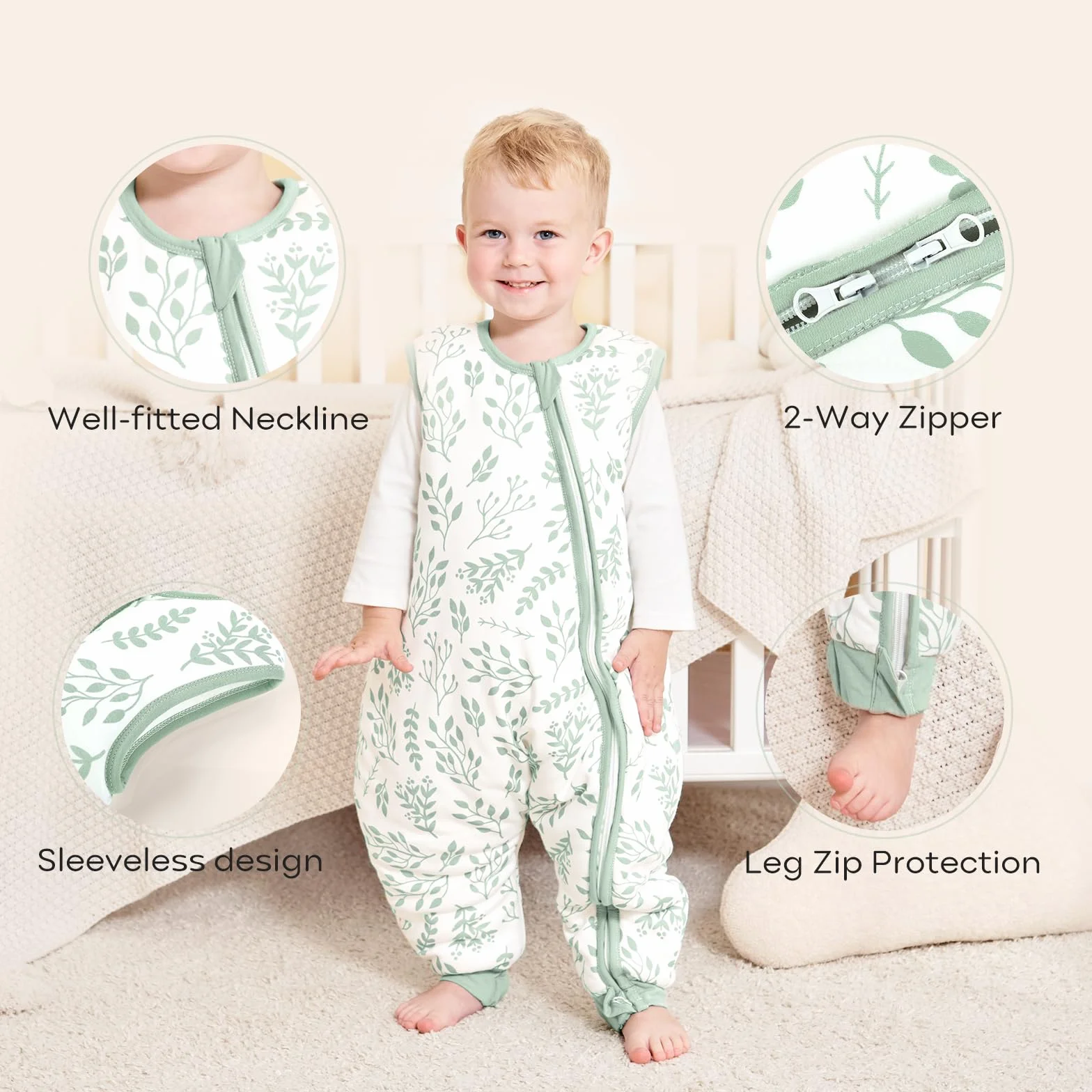 Yoofoss Śpiwór niemowlęcy ze stopami, skarpety 1,5, 2,5 Tog, zimowy śpiwór niemowlęcy z nogami, bawełna, ciepły śpiwór dla niemowląt dla chłopców i dziewczynek