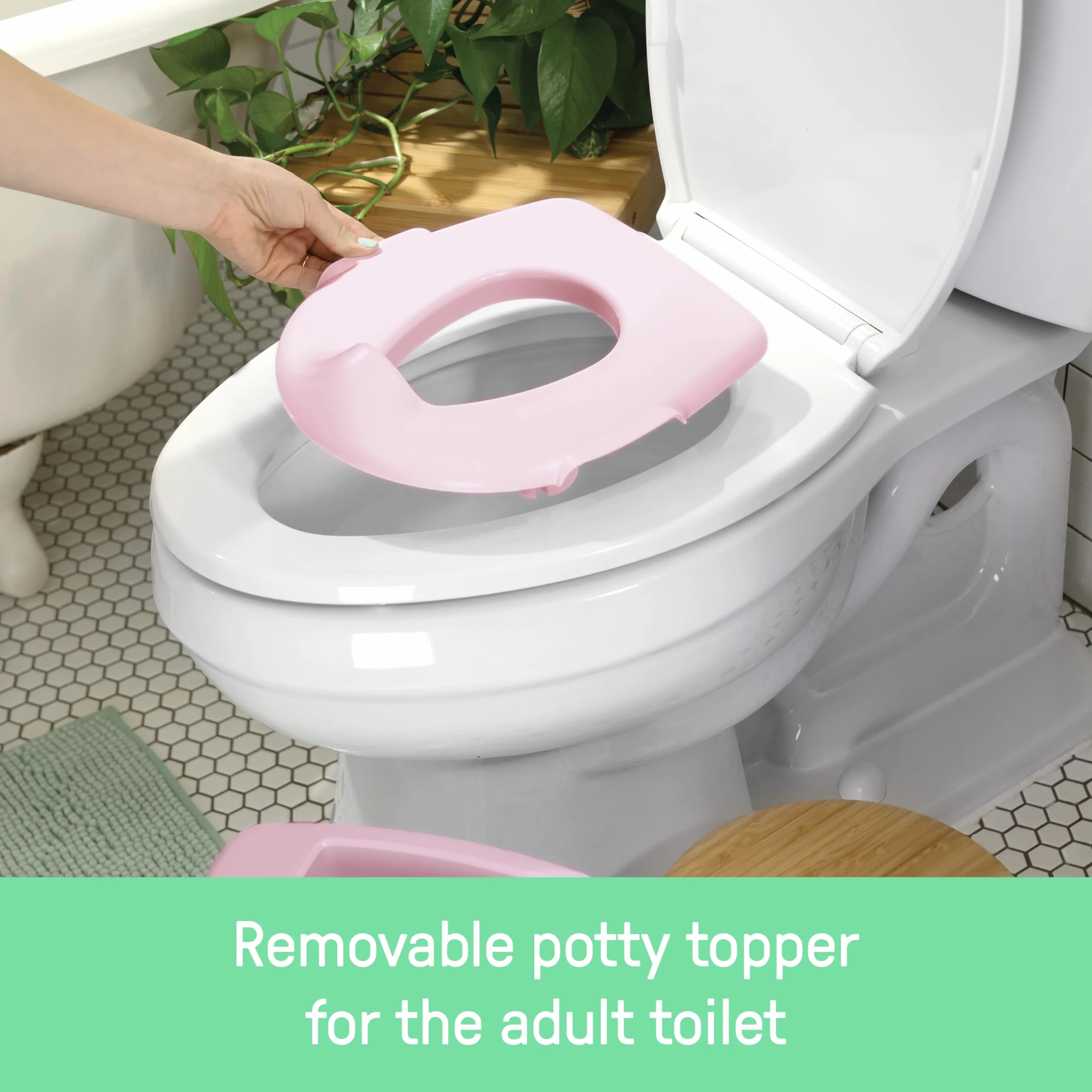 Ingenuity My Size Potty Pro, toaleta do nauki korzystania z nocnika dla niemowląt, realistyczny dźwięk spłukiwania, ochrona przed zachlapaniem, łatwa do czyszczenia, ze zdejmowaną miską