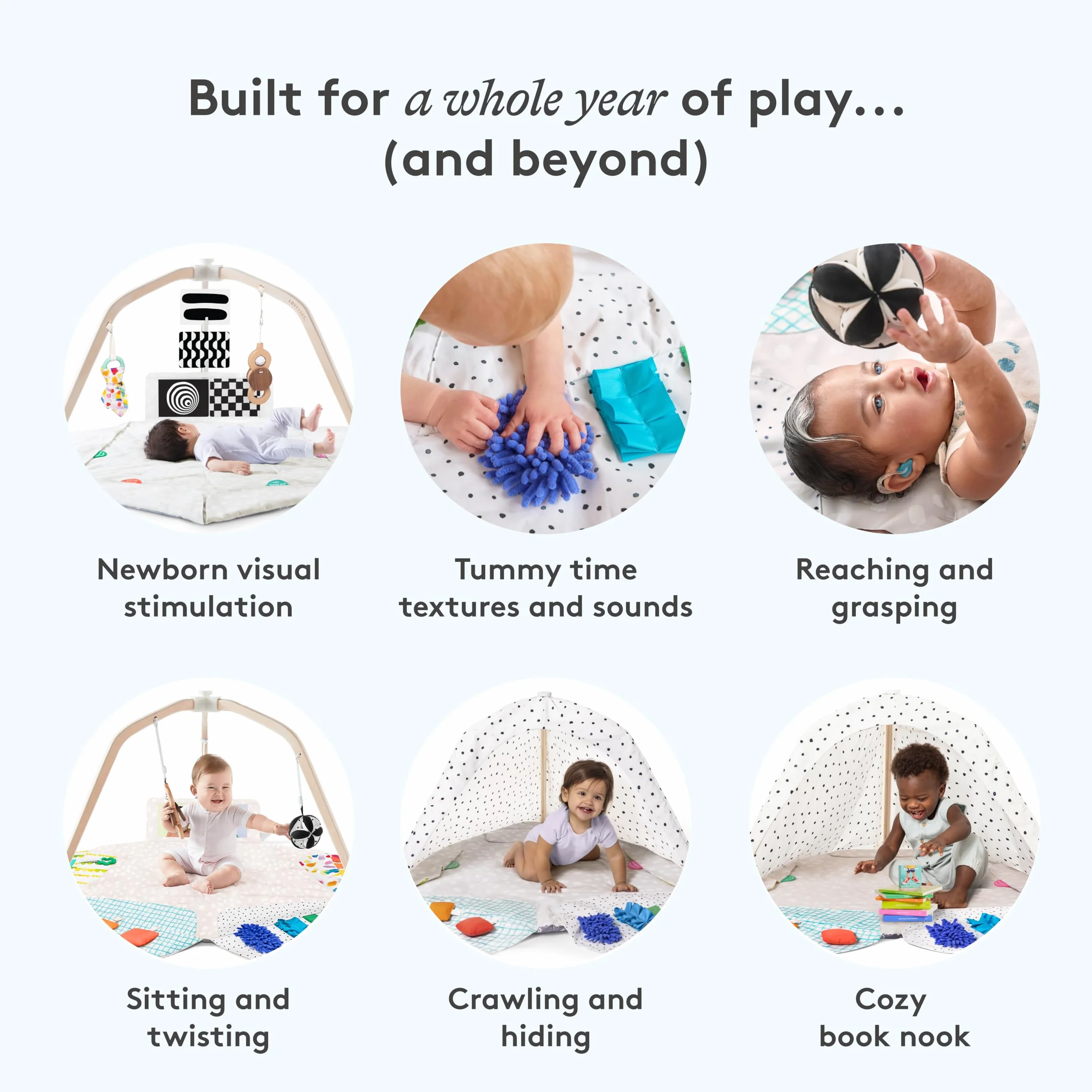 LOVEVERY | The Play Gym | Award Winning For Baby, Stage-Based Developmental Activity Gym & Play Mat for Baby to Toddler