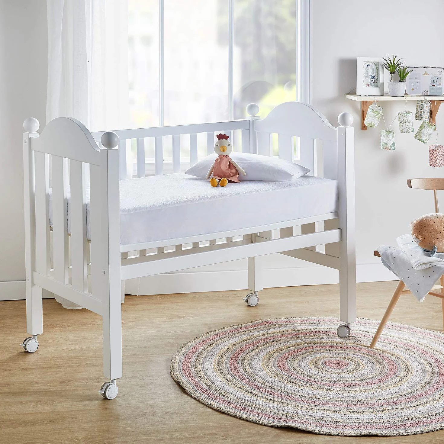 Pikolin Home - Wodoodporny ochraniacz na materac frotte i oddychający, chłonny, certyfikat Oeko-Tex, na łóżeczko dziecięce 70, wysokość do 32 cm, nakładka na materac 70 x 140 cm