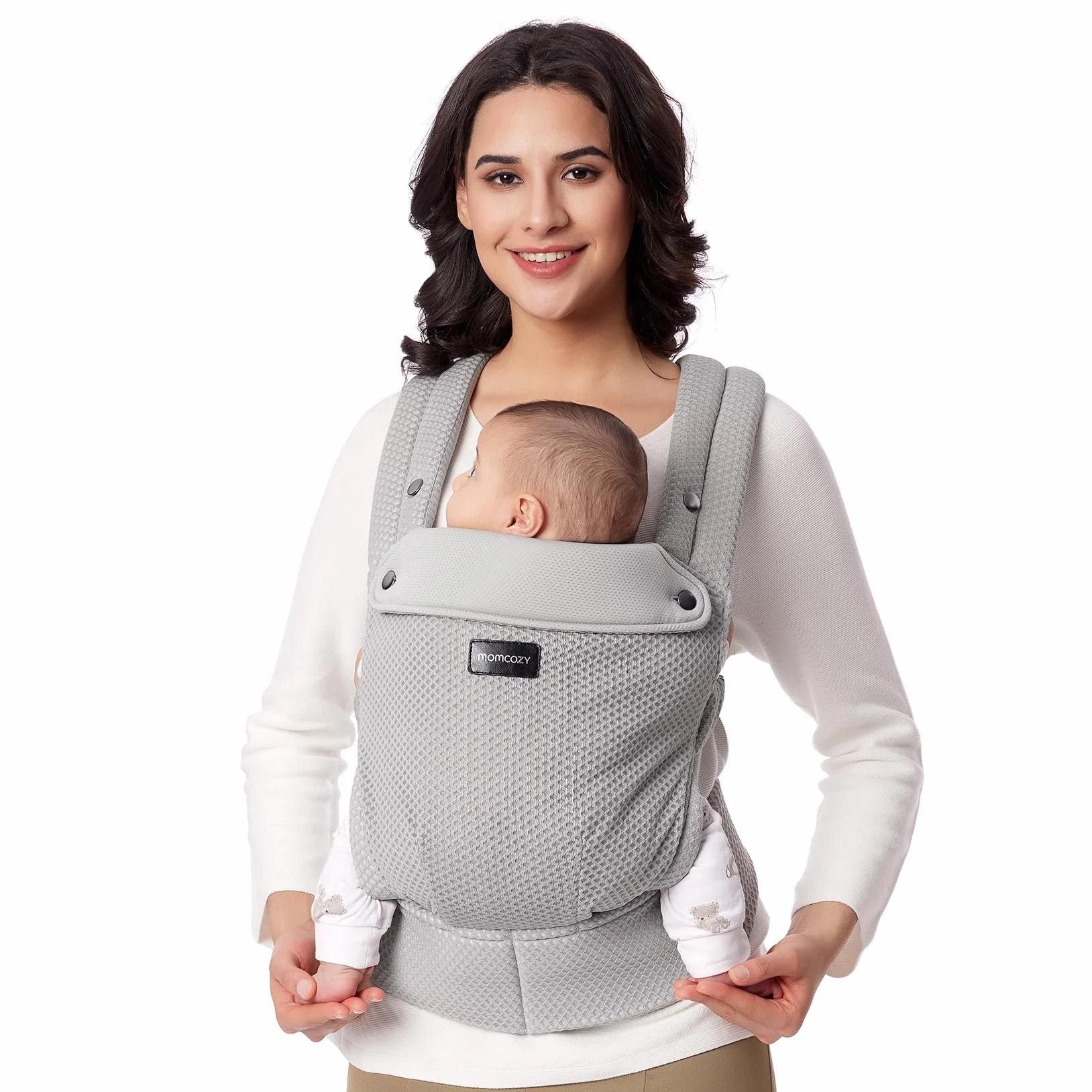 Momcozy Nosidełko dla niemowląt – lekkie i oddychające nosidełko z siatki, ergonomiczne nosidełko dla niemowląt na 3-24 miesiące, z wzorem X i ulepszonym podparciem lędźwiowym, zapewnia komfort przez