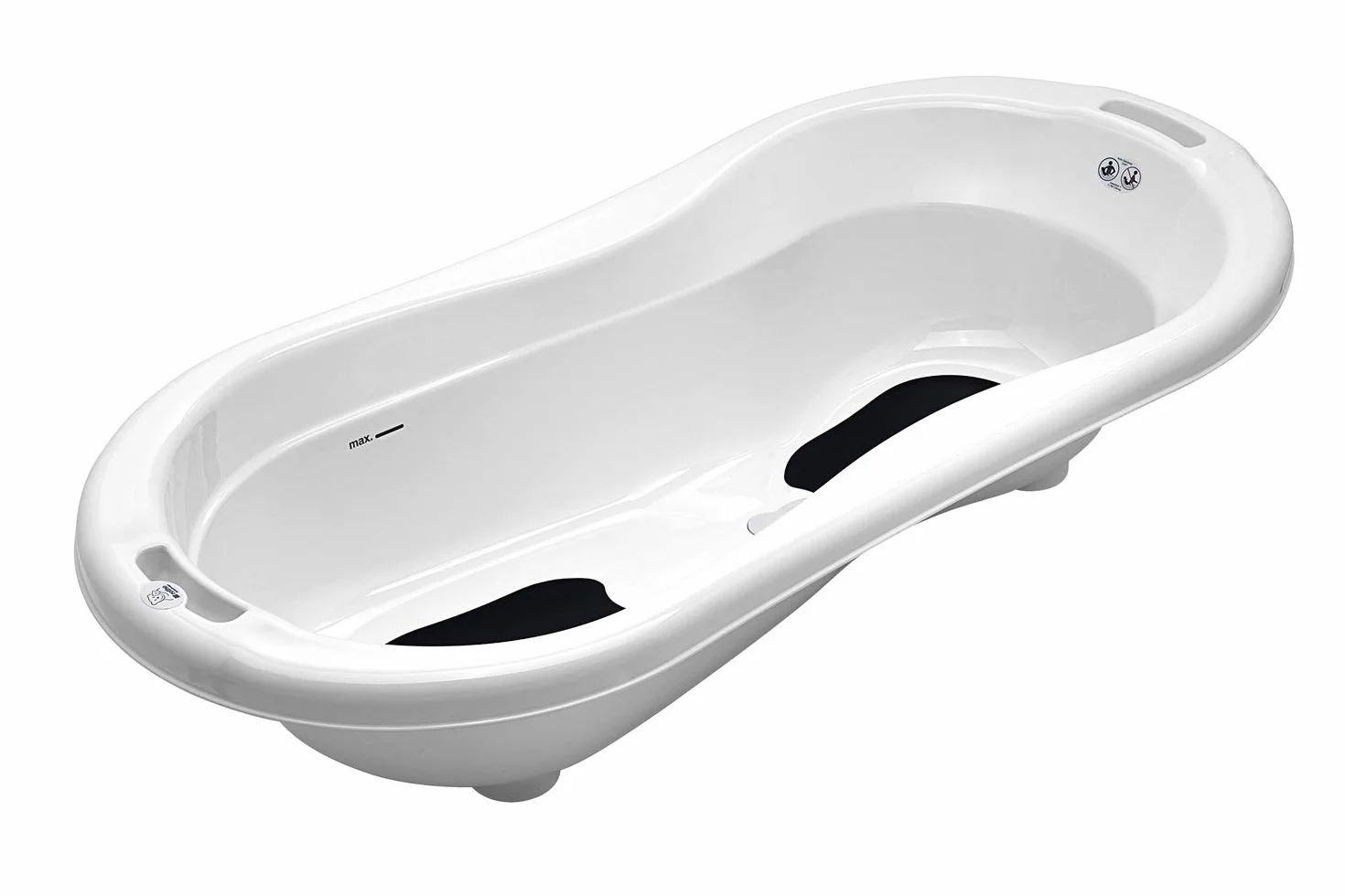 Rotho Babydesign 205000001 Duża Wanienka z 2 Matami Antypoślizgowymi i Korkiem Spustowym, Biały, 1 Sztuka