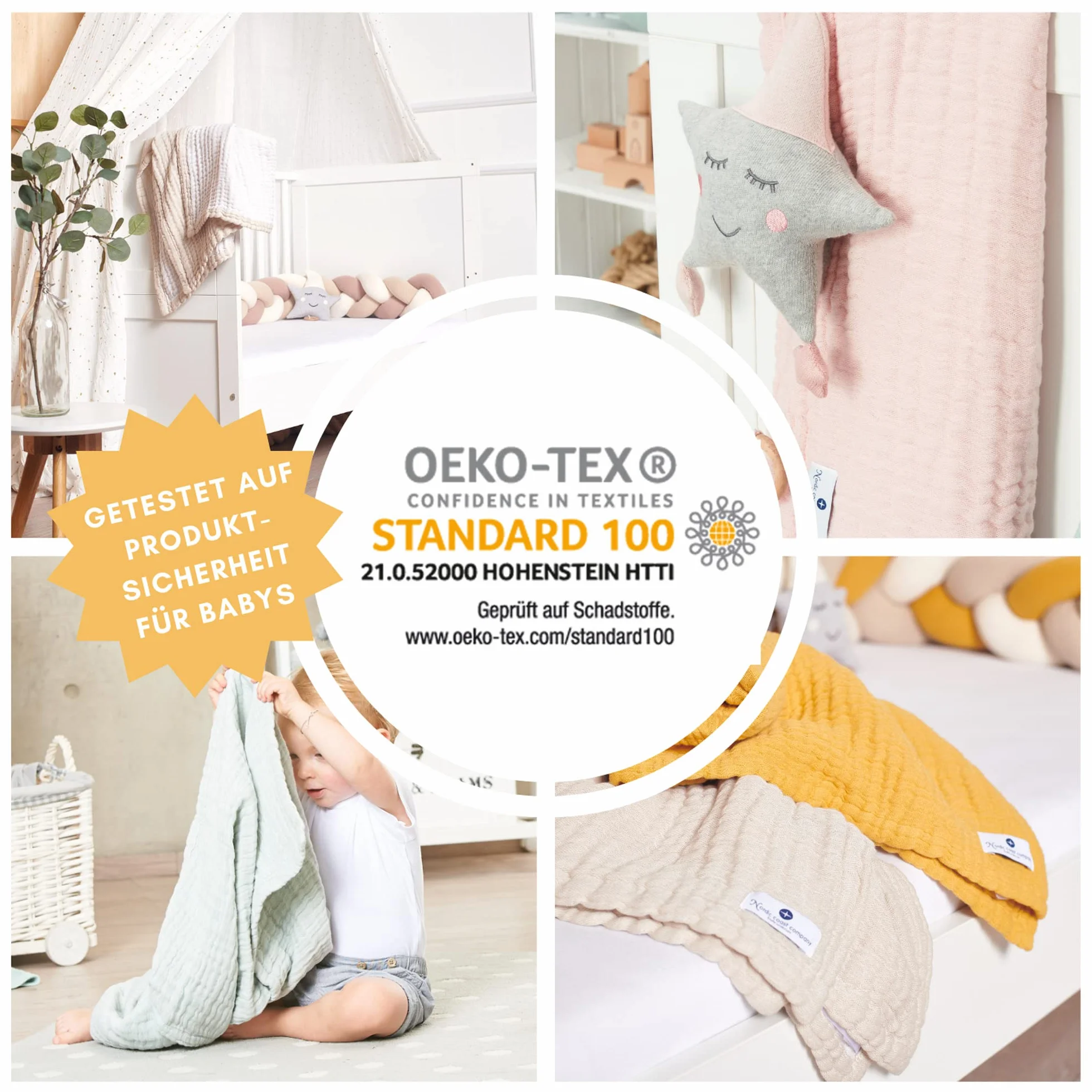 Nordic Coast® muślinowy koc duży – kocyk do raczkowania dla niemowląt w kolorze niebieskim – 90 x 120 cm – 100% bawełna Oeko Tex® – 4-warstwowy – chusta muślinowa – przytulny koc na podróż – bardzo miękki