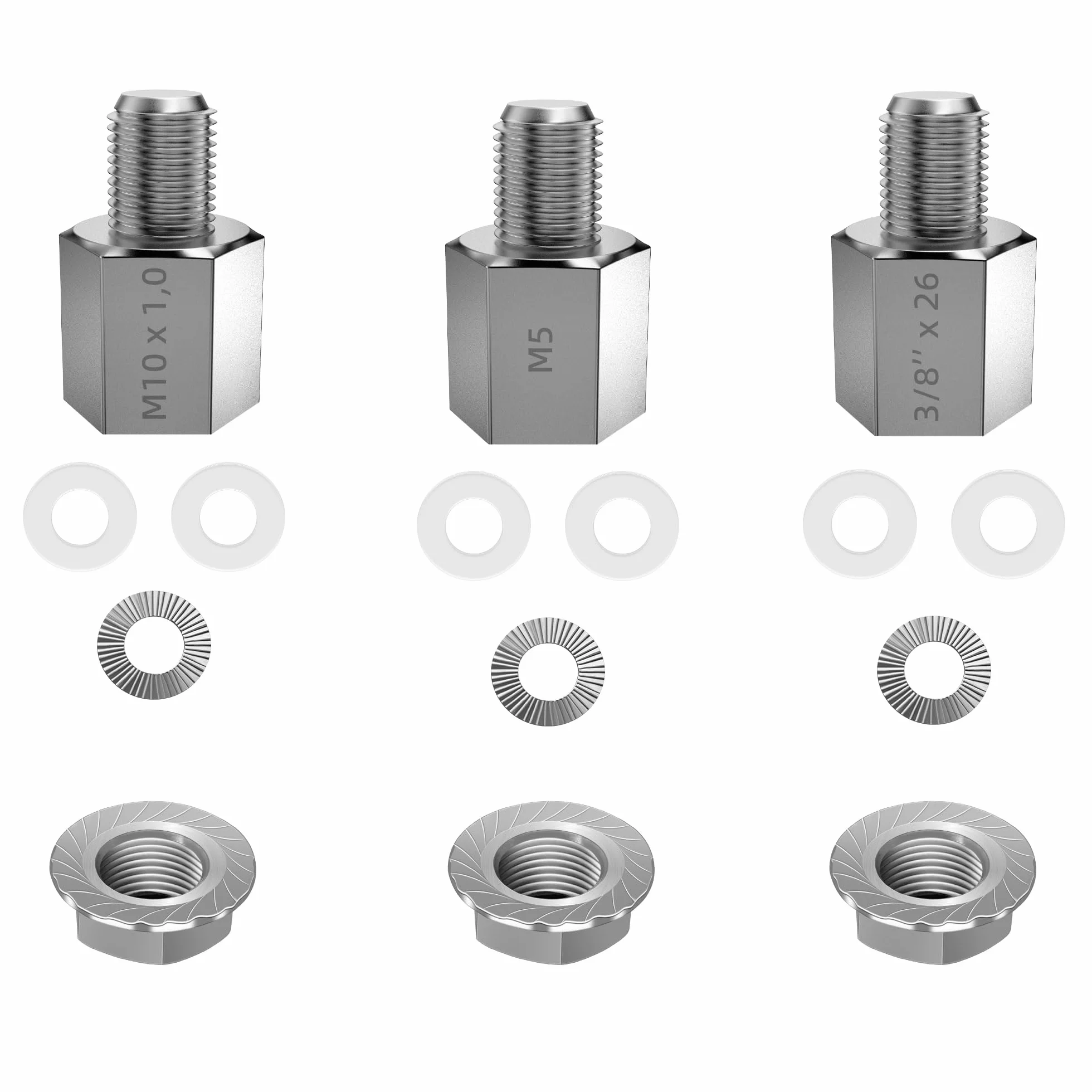 Adapter osi rowerowej, adapter sprzęgła do przyczepy, M12 x 1,0/3/8" x 26/M5/M10 x 1,0 (zestaw (M5 + M10 + 3/8" x 26))