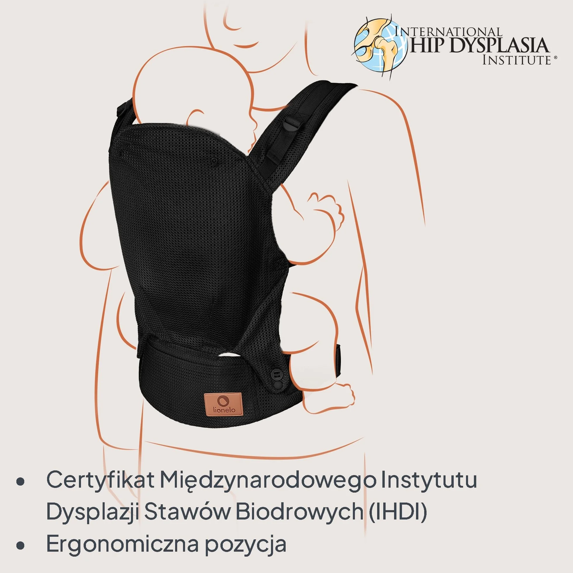 LIONELO Nosidło Ergonomiczne Dla Niemowląt Margareet Air od 4 miesiąca do 20 kg, 3 Pozycje, Oddychający Materiał, Odczepiany Kaptur, Podwójne Zabezpieczenie