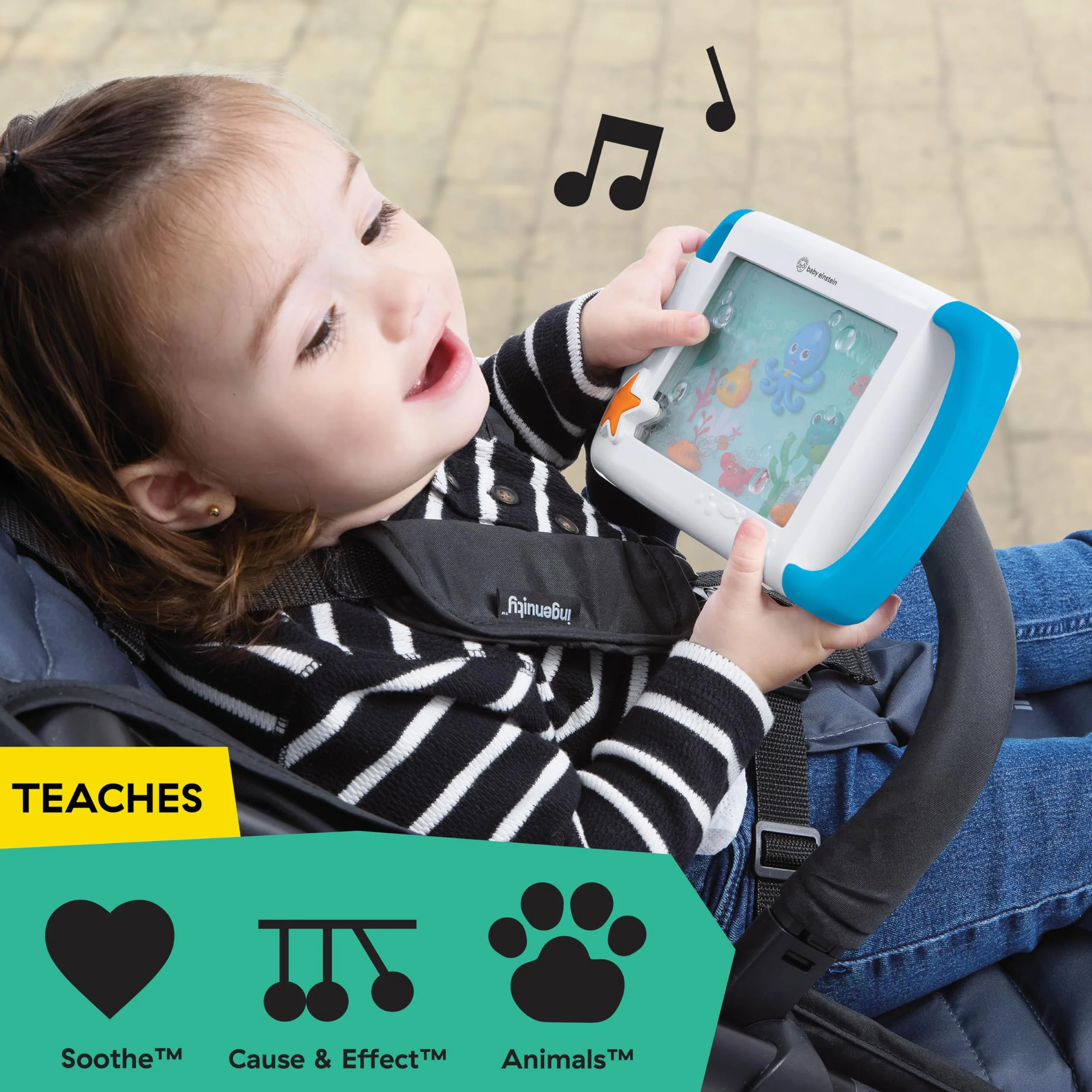 Baby Einstein On-The-Go Sea Dreams, przenośna maszyna dźwiękowa dla niemowląt z muzyką i światłami, dla noworodków w wieku od 0 miesięcy