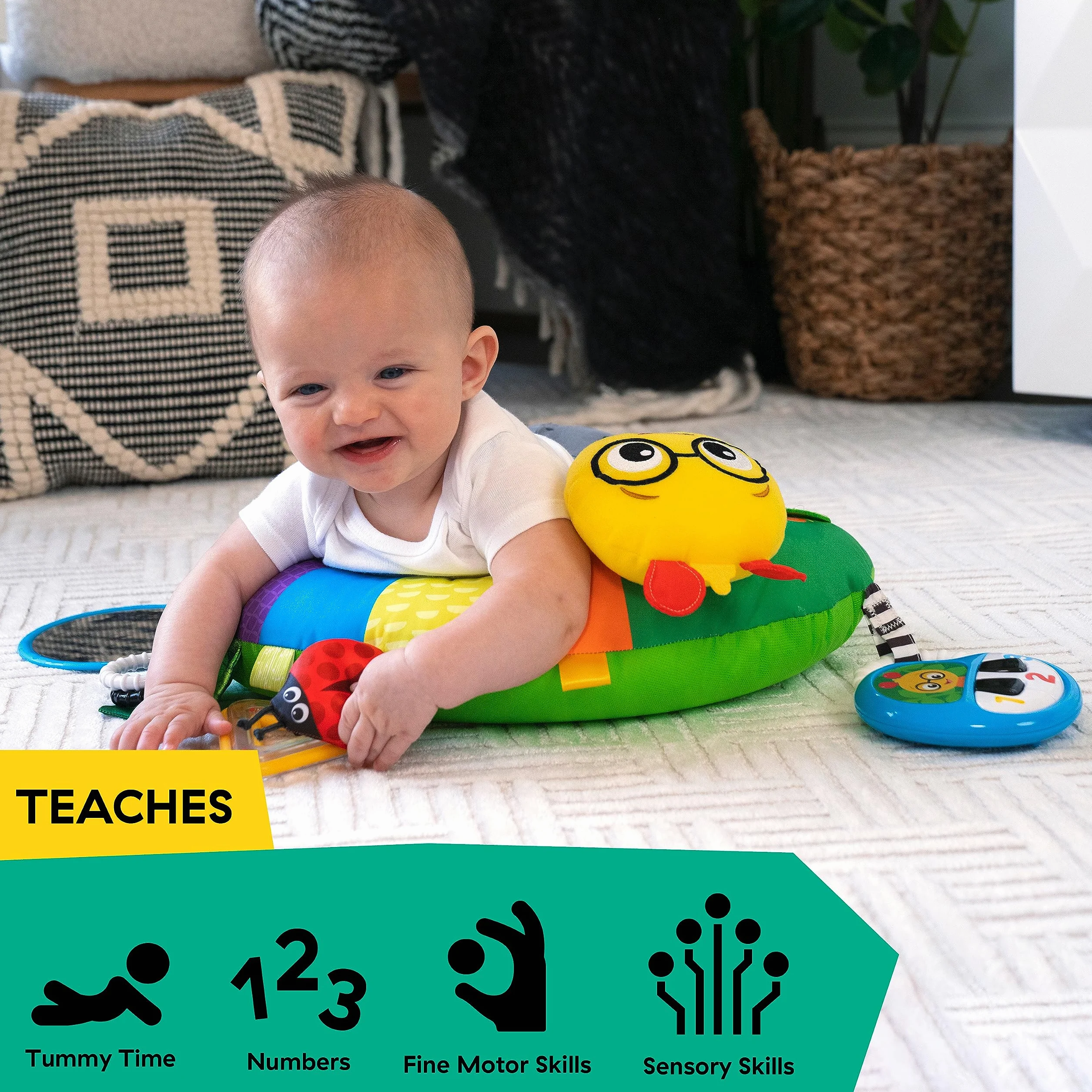 Baby Einstein, Cal-a-Pillow poduszka do aktywności na brzuchu, multisensoryczna, od 0+ miesięcy