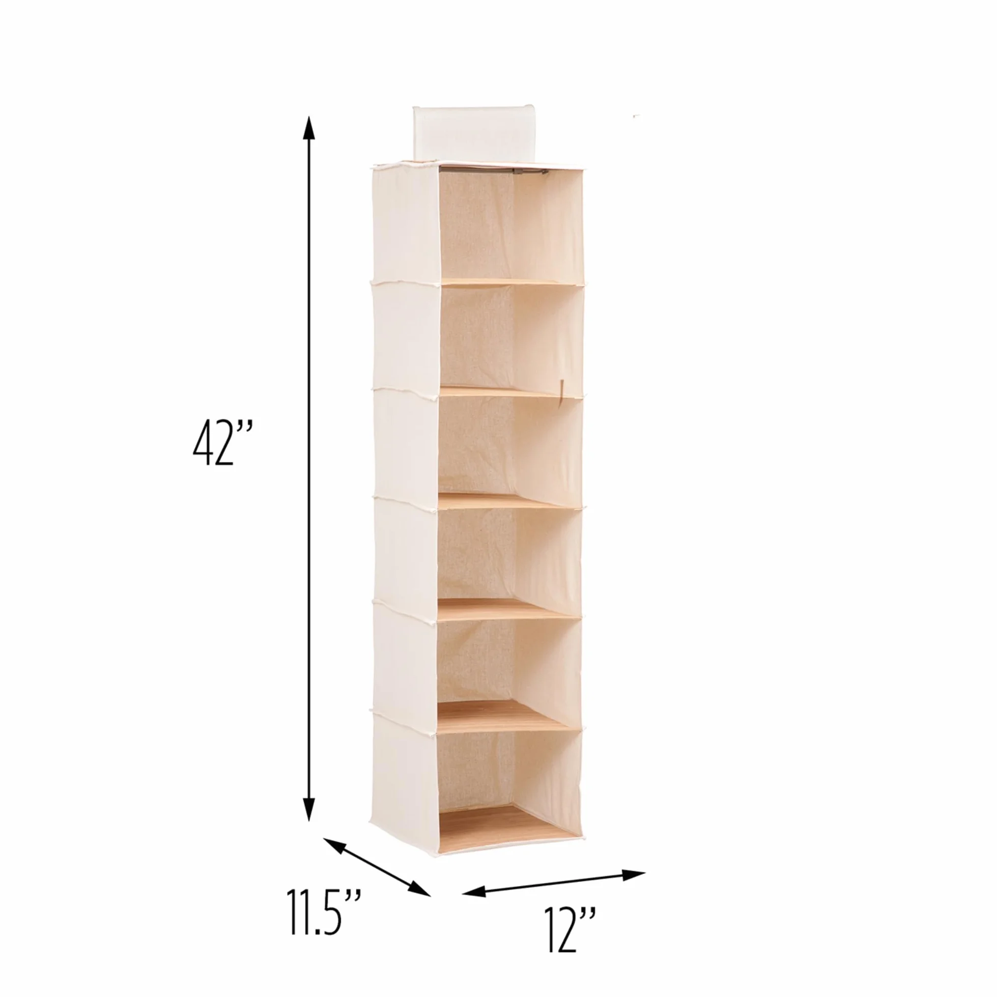 Honey-Can-Do SFT-01003 Hanging Closet Organizer, Bamboo/Canvas, 6-Shelf, 1.5 x 13 x 14.5 inches