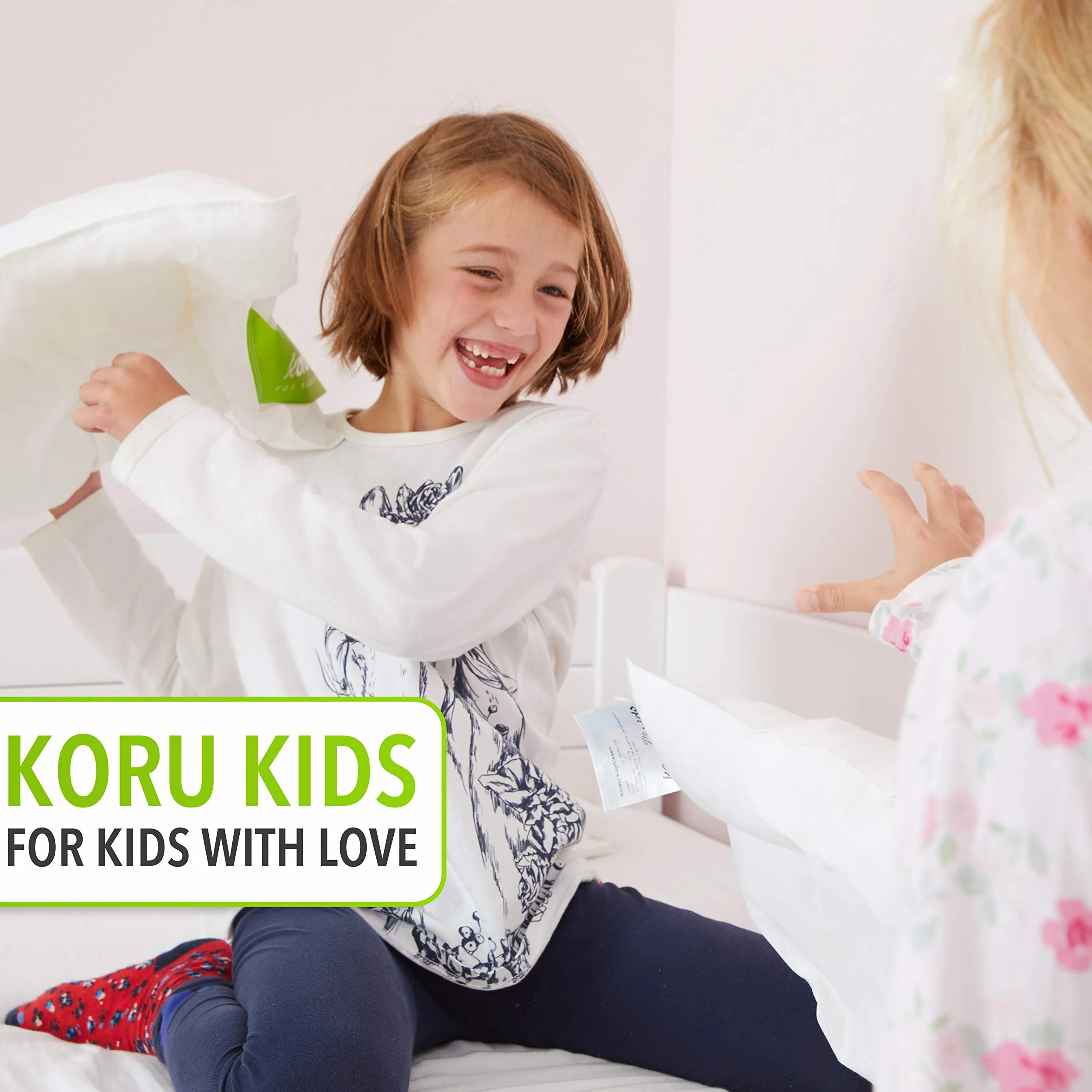 Koru Kids® Poduszka dziecięca 40 x 60 cm – 100% kanadyjski puch – poduszka dziecięca 40 x 60 – nadaje się do prania w 60 stopniach – Öko-Tex – poduszka dla dzieci – Made in Germany – wypełnienie 180 g