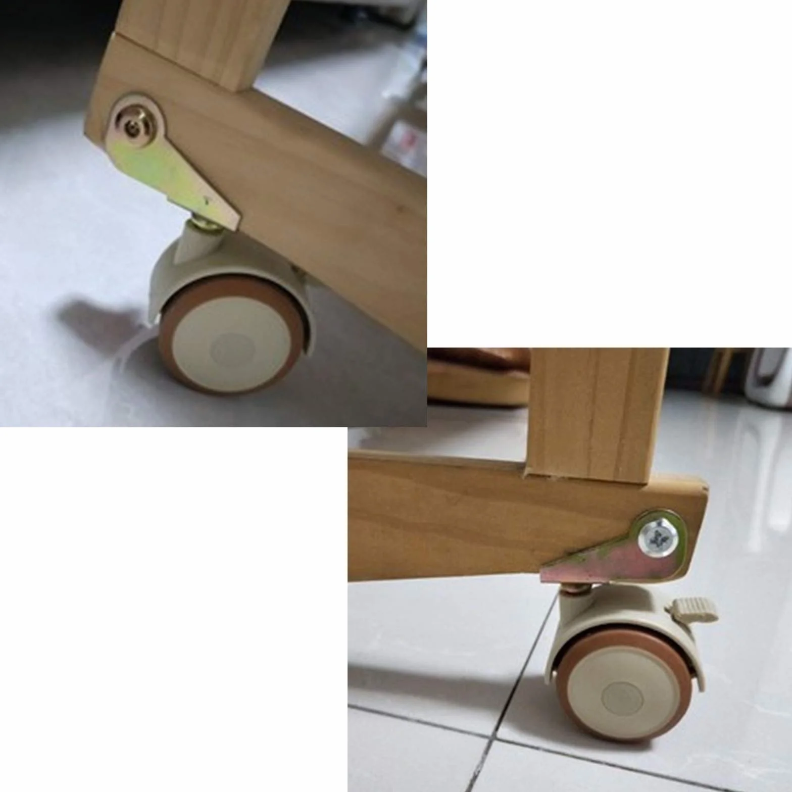 zestaw 4 kółek, Małe kółka samonastawne ze wspornikiem w kształcie litery P, ruchome plastikowe koła, kółka obrotowe 1,9 cala 47 mm, kółko do łóżeczka dziecięcego z hamulcami, obciążenie 30 kg, ze śru