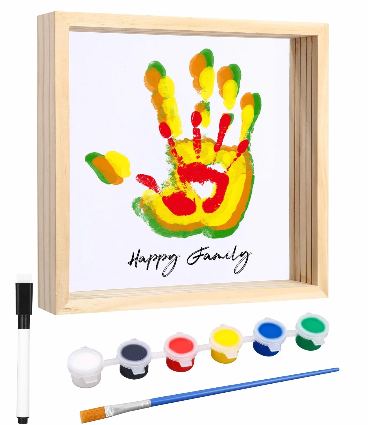 Przezroczysta Rodzinna Ramka na Odcisk Dłoni,Rodzinny Zestaw do Ręcznego Nadruku,Ramka na Odcisk Dłoni dla Dzieci,DIY Pamiątka Drewniana,Dekoracja Domu,Prezent dla Nowych i Przyszłych Rodziców