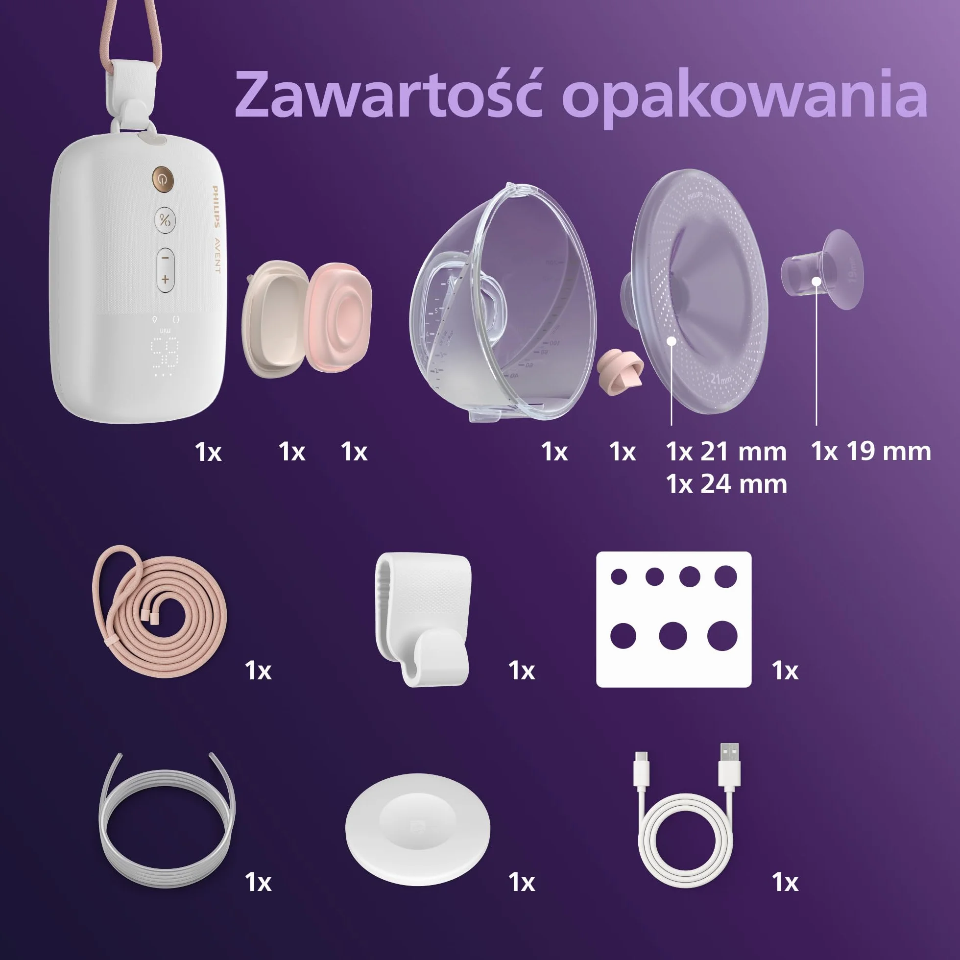 Philips Avent, pojedynczy laktator elektryczny niewymagający użycia rąk, silnik klasy szpitalnej, naśladujący rytm picia dziecka, odciąganie pokarmu do 85 razy na minutę, SCF531/11
