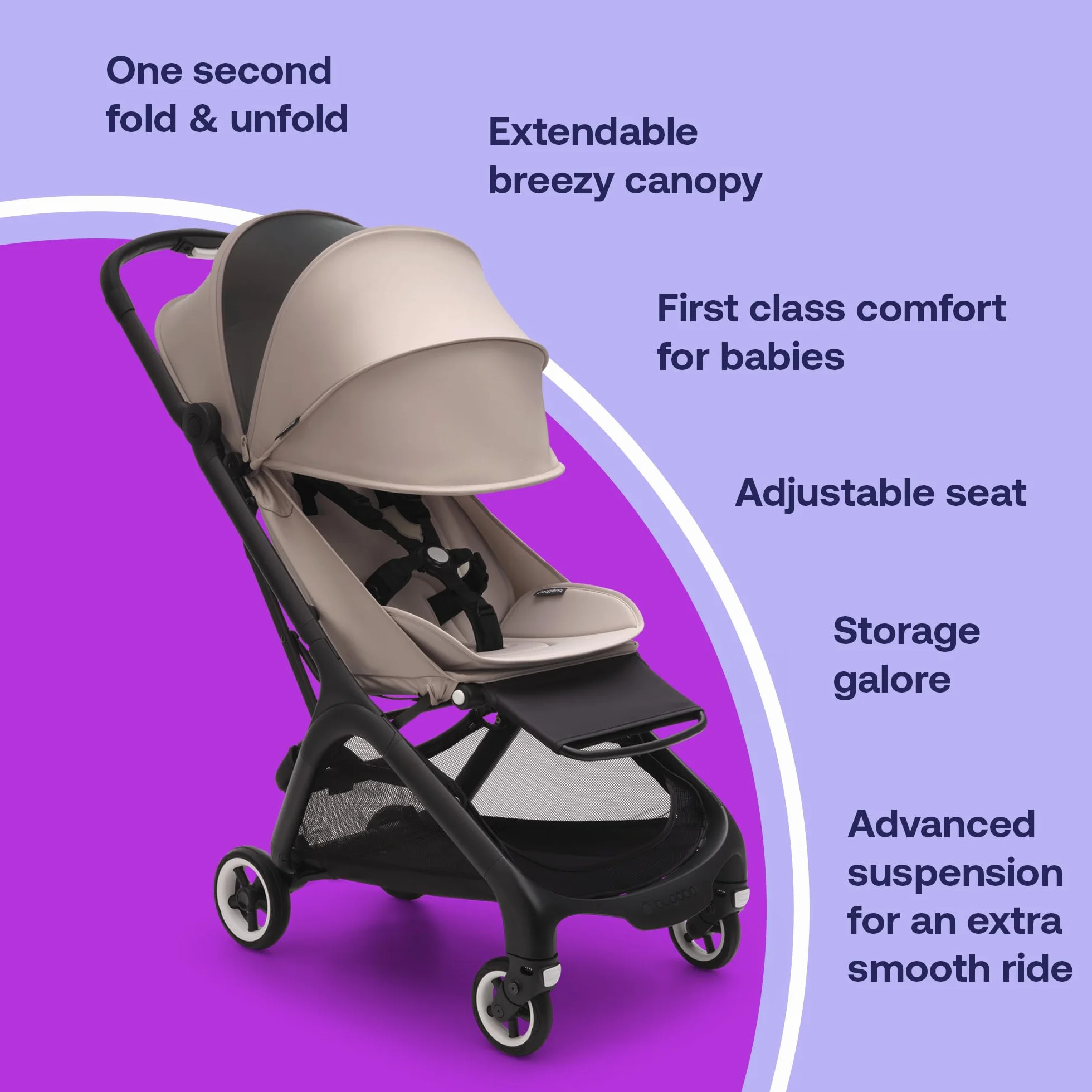 Bugaboo Butterfly ultra kompaktowy wózek podróżny, mały i lekki, składany jedną ręką i łatwy do kierowania, ergonomiczny wózek miejski dla dzieci od 6 miesięcy, z dużą ilością miejsca do