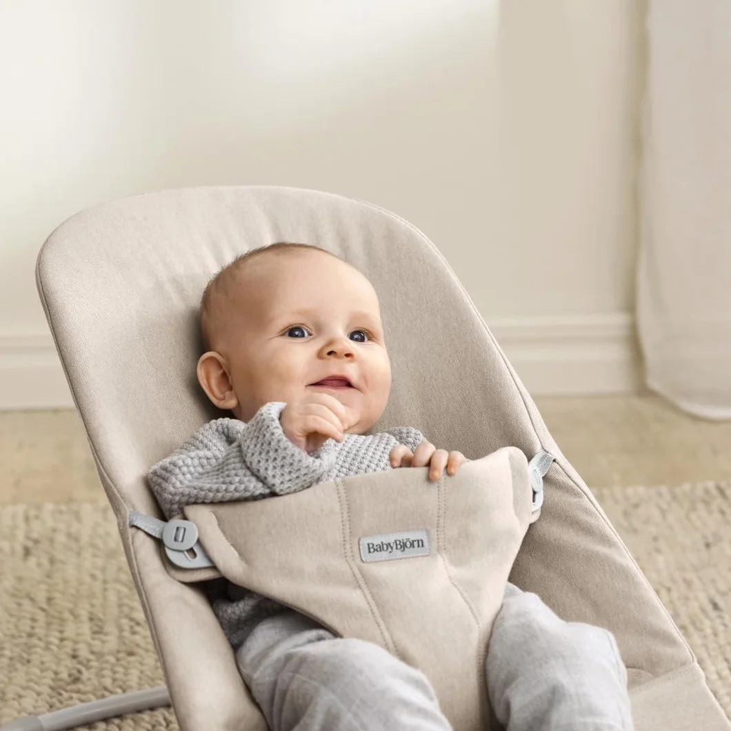 BabyBjörn Bouncer Bliss, tkany melanż, jasnobeżowy