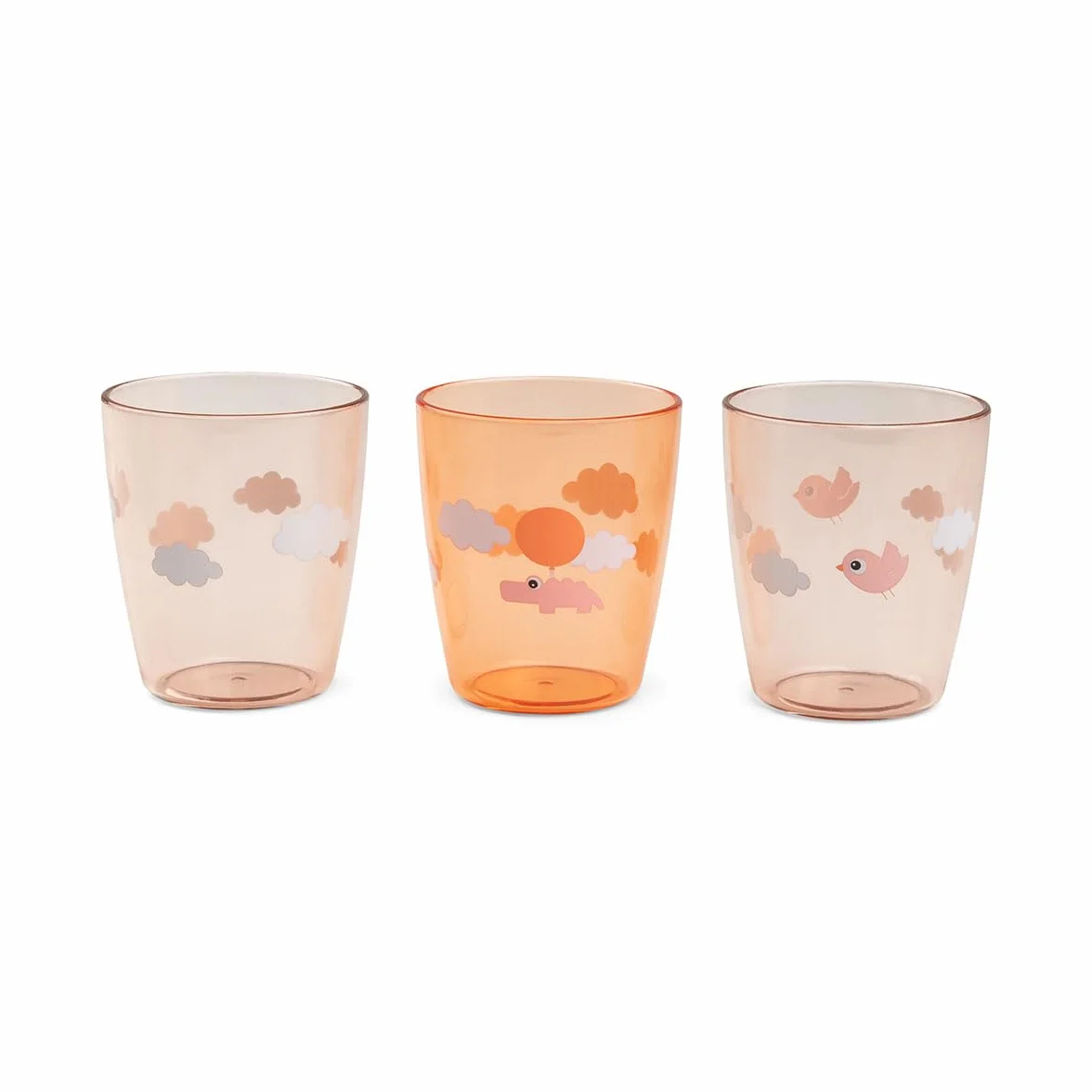 Done by Deer Yummi Happy clouds Papaya mini szklanka (120 ml) - kubki do picia dla dzieci - plastikowe kubki ze 100% akrylu o jakości spożywczej i nadają się do mycia w zmywarce - przezroczyste kubki