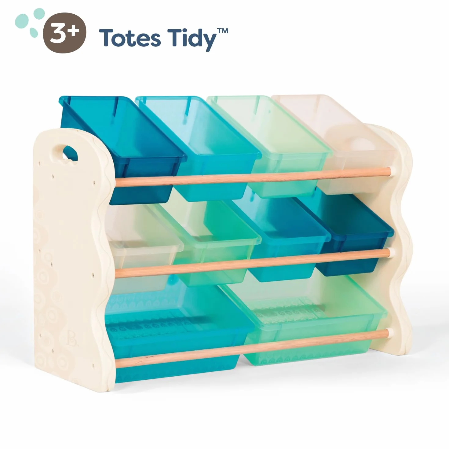 B. spaces by Battat BX1898C1Z B Totes Tidy – organizer na zabawki z 10 pojemnikami do przechowywania dla dzieci – modny zestaw mebli dla maluchów