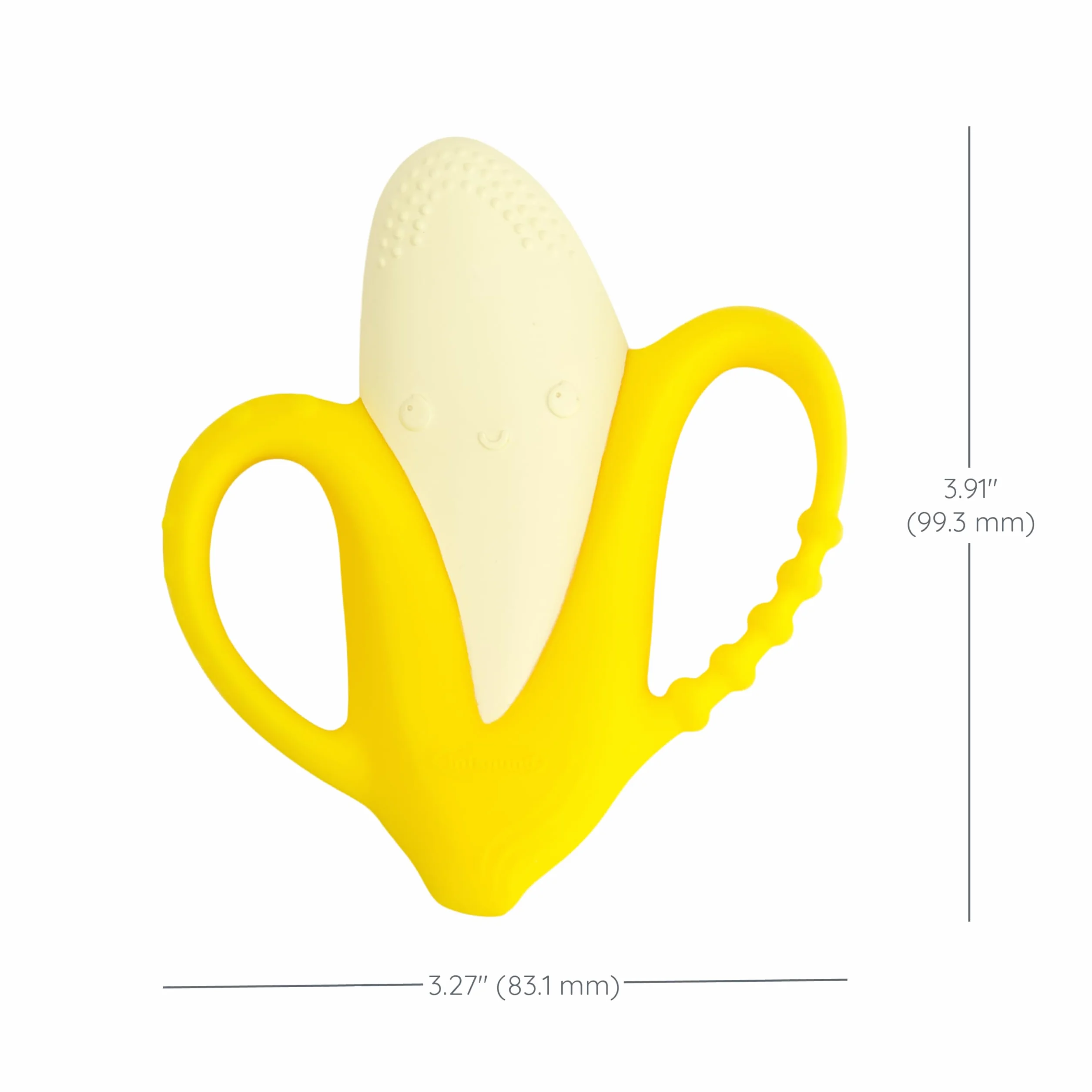 Infantino Lil' Nibbles, silikonowy gryzak z teksturą, bez BPA, miękki, łatwy do trzymania, stymulacja sensoryczna dla niemowląt, banan