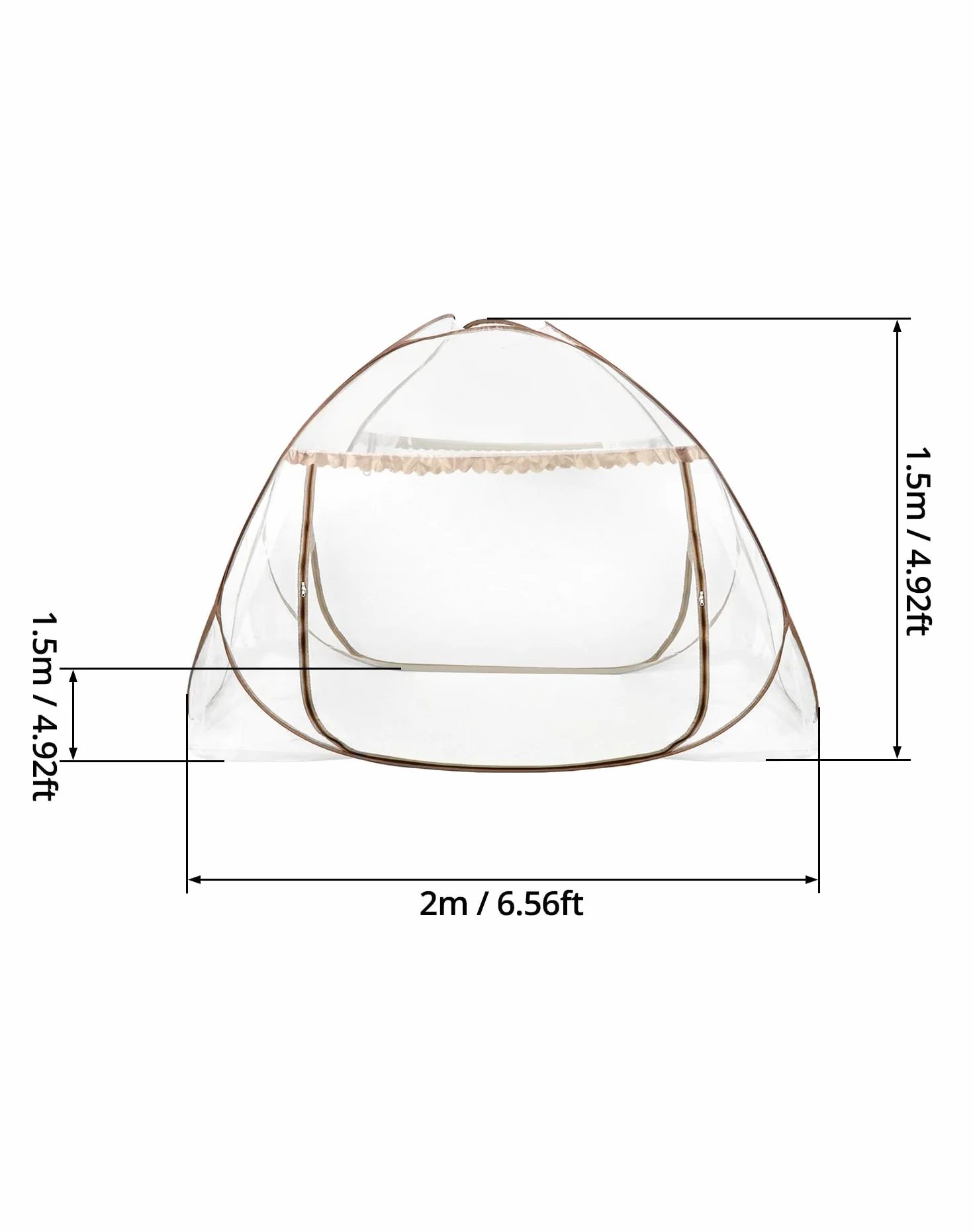 QWORK® Moskitiera do łóżka, moskitiera Pop Up, składana moskitiera z podwójnymi drzwiami, 150x200x150cm